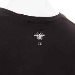 CHRISTIAN DIOR Addict black cotton linen speckle logo washed effect tshirt S