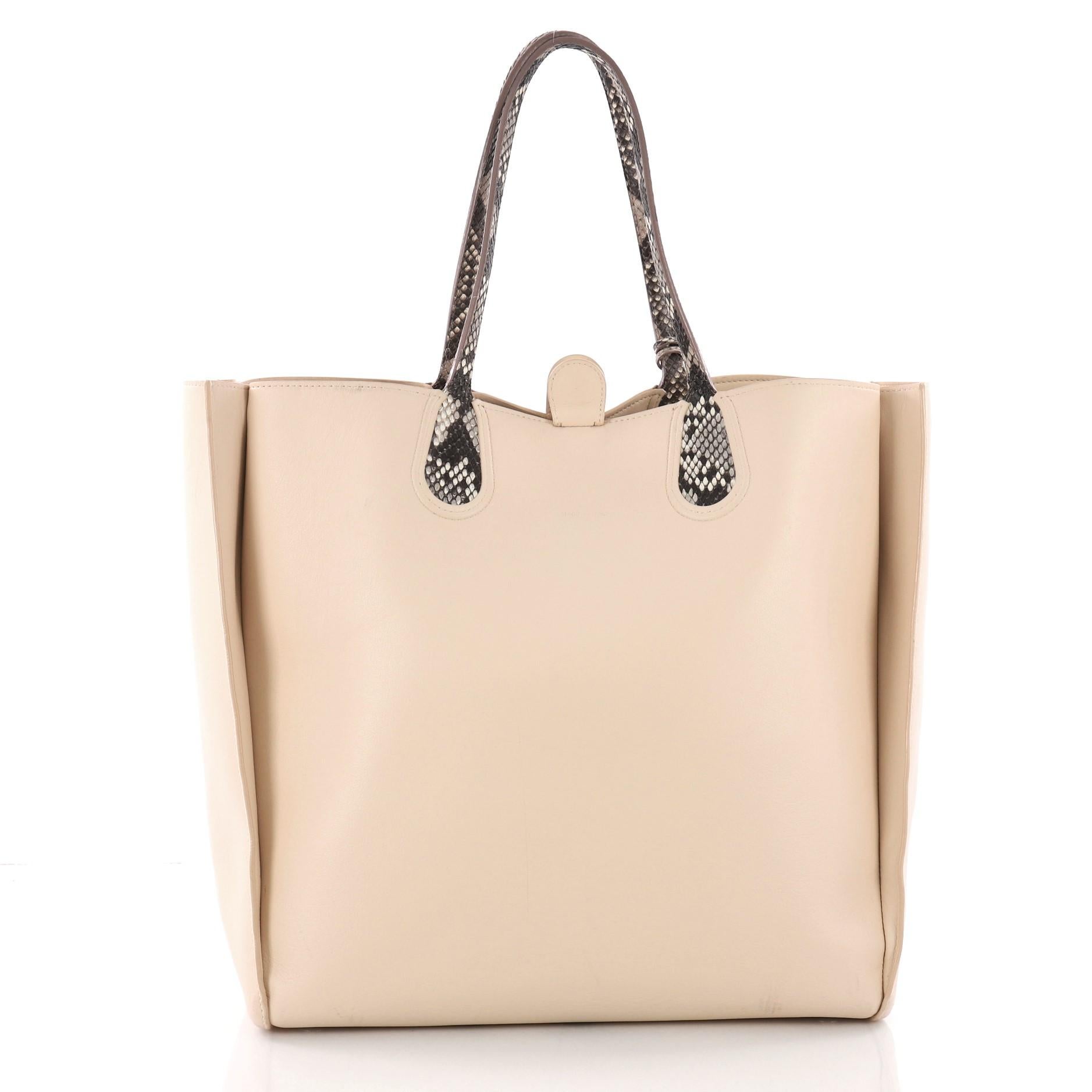 Beige Christian Dior Addict Shopping Tote Leather