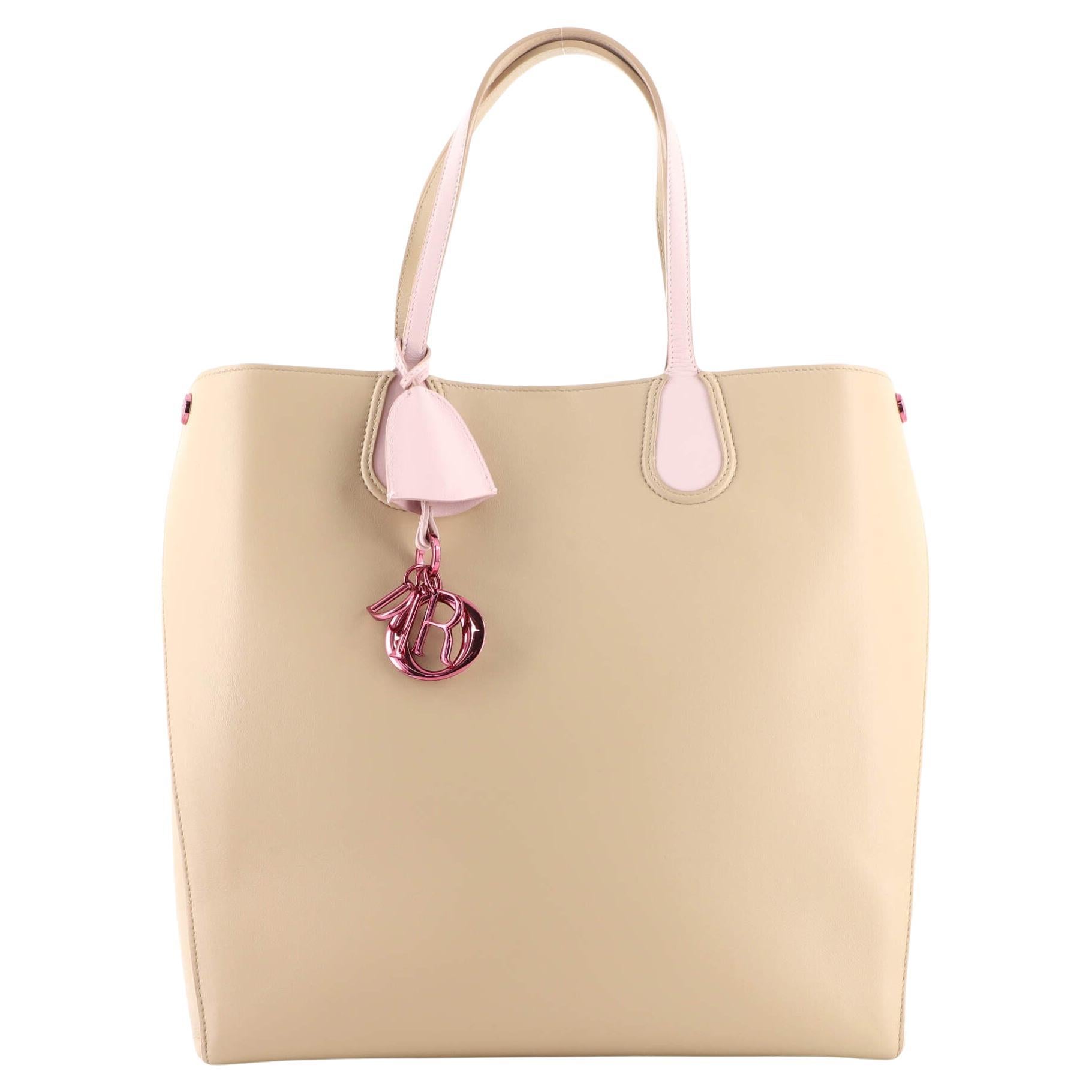 Dior Light Cream Patent Leather Medium Lady Dior Tote For Sale at 1stDibs