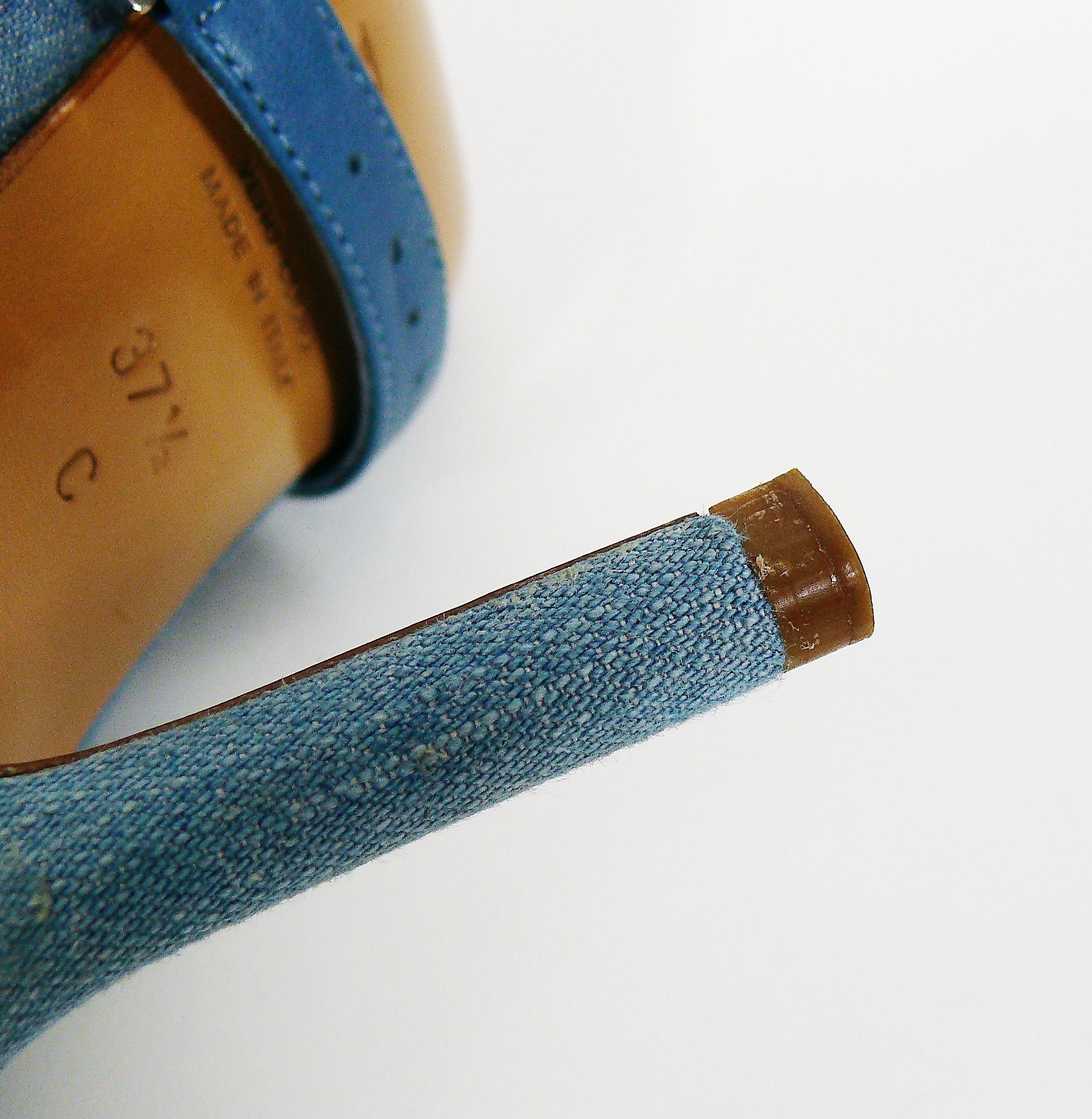 Christian Dior Admit It Light Denim Corset Ankle Boots Size 37 1/2 C 9