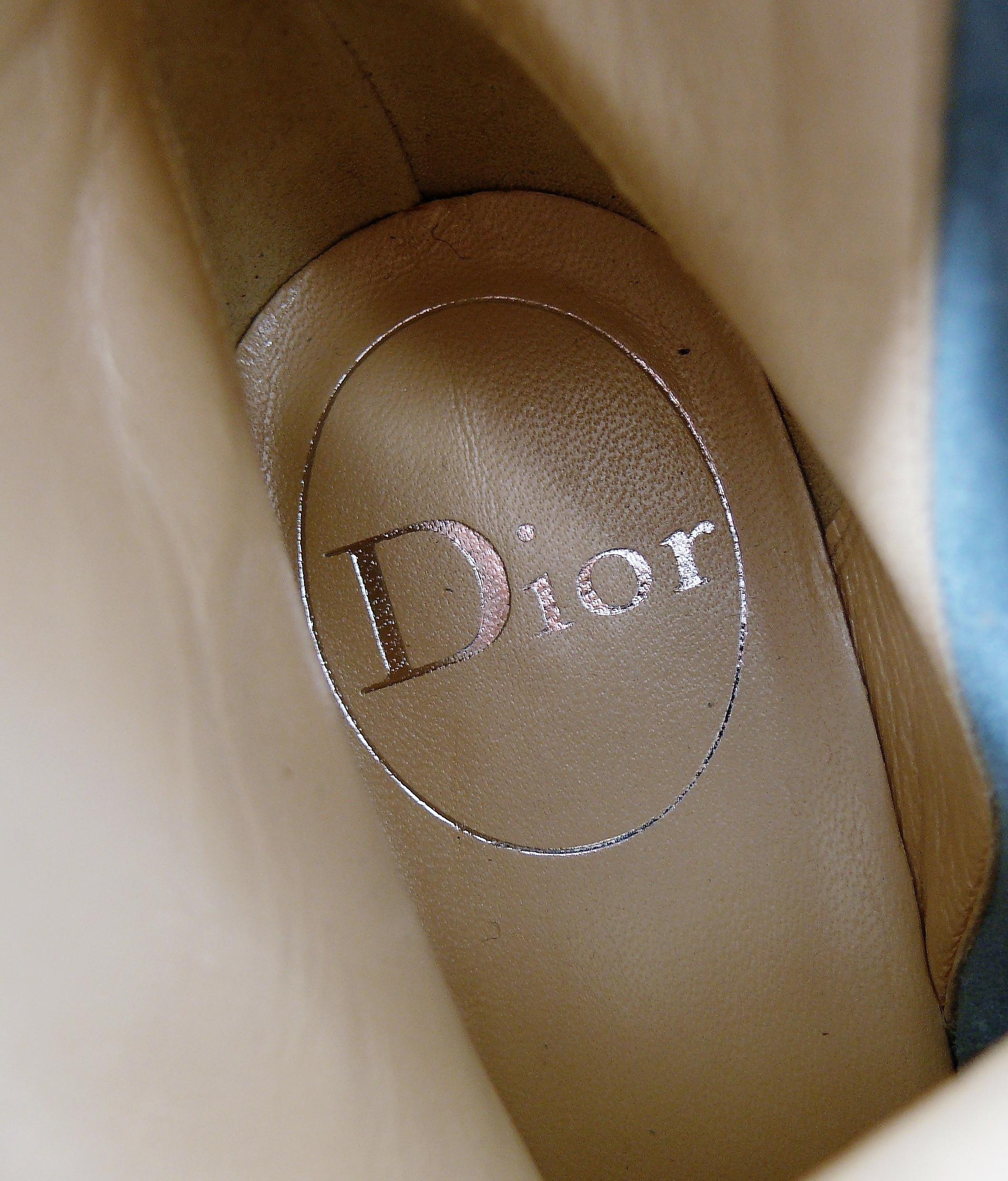 Christian Dior Admit It Light Denim Corset Ankle Boots Size 37 1/2 C 1