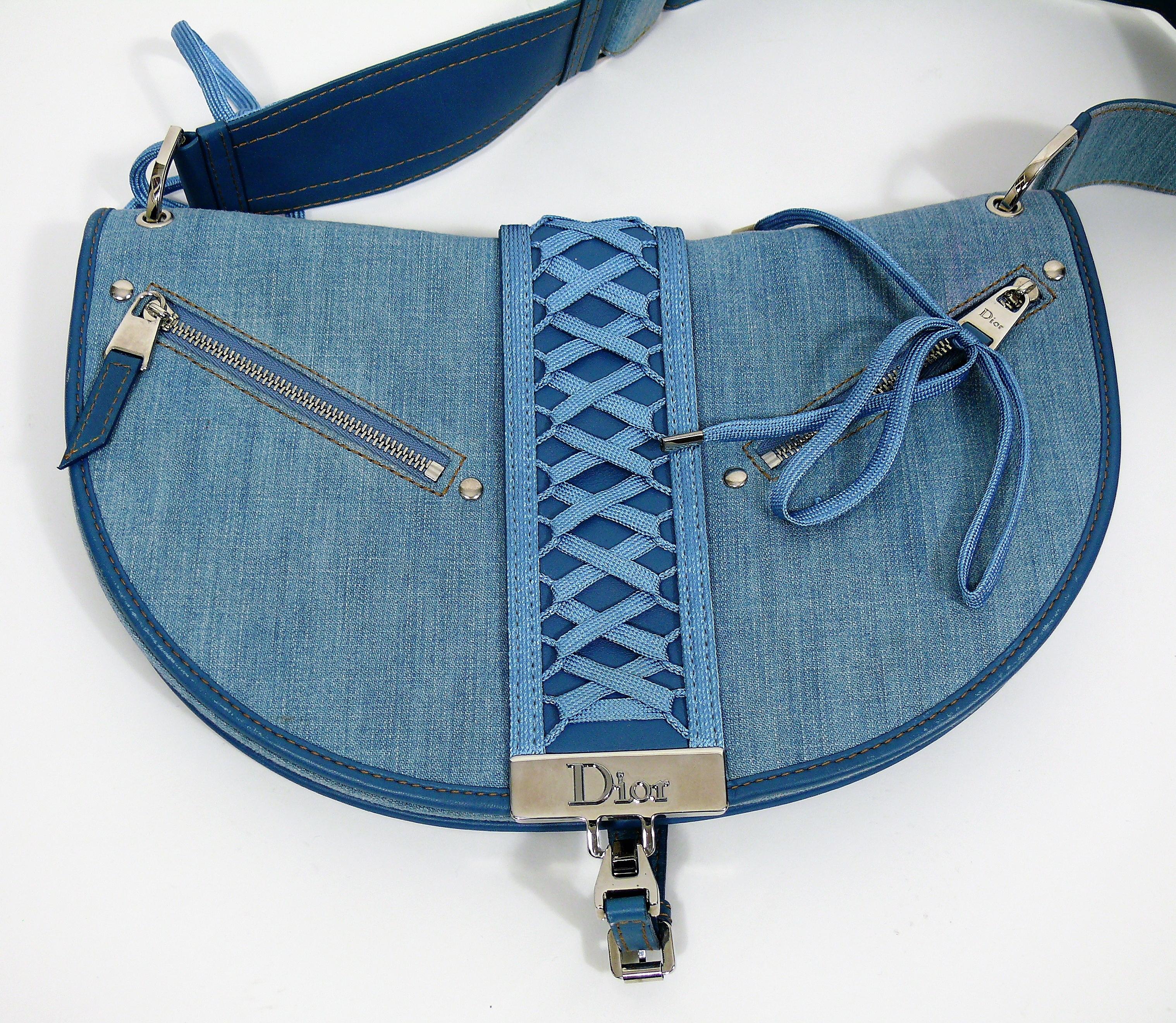 Christian Dior Admit It Light Denim Corset Saddle Shoulder Bag 2