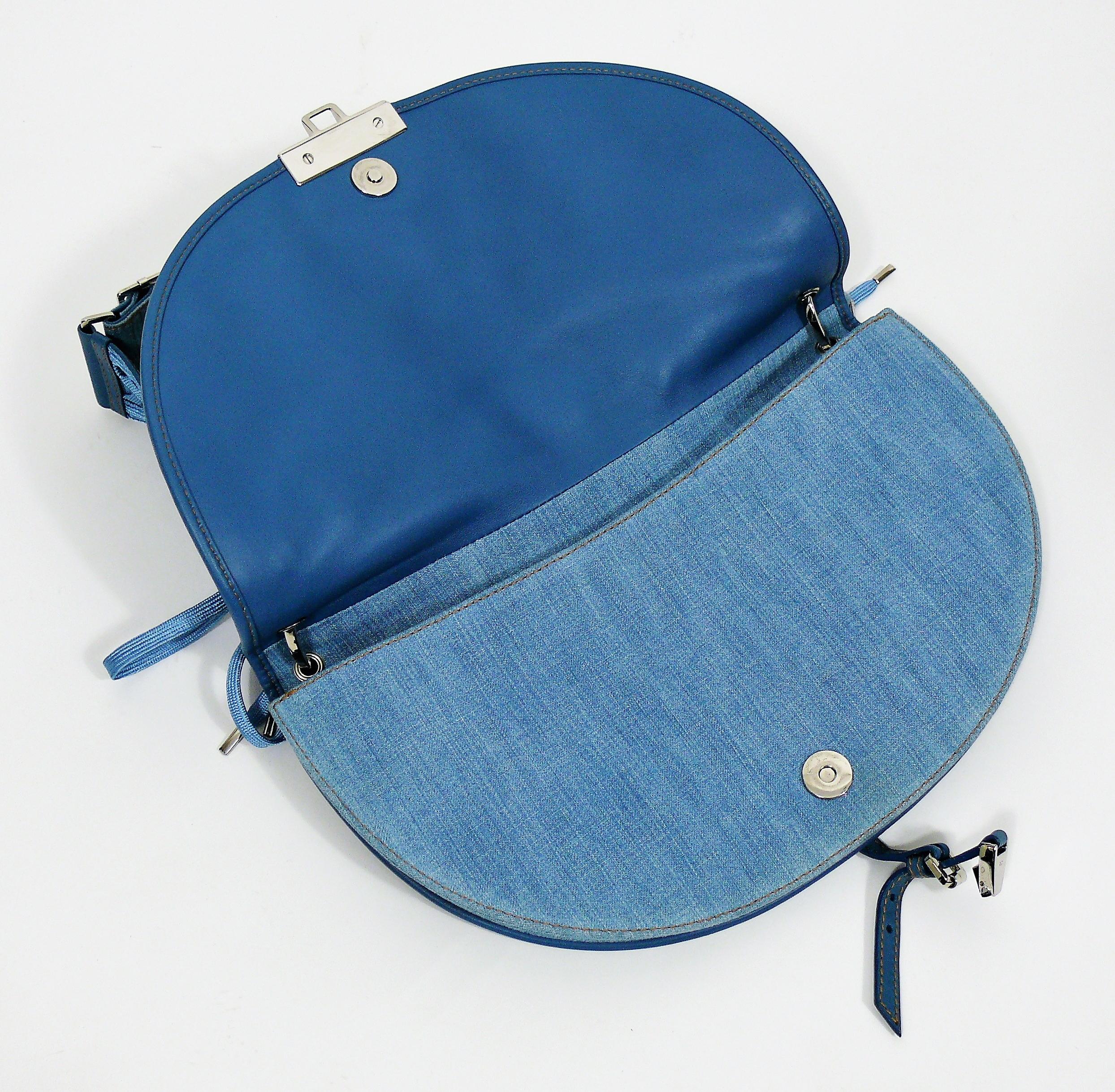 Christian Dior Admit It Light Denim Corset Saddle Shoulder Bag 3