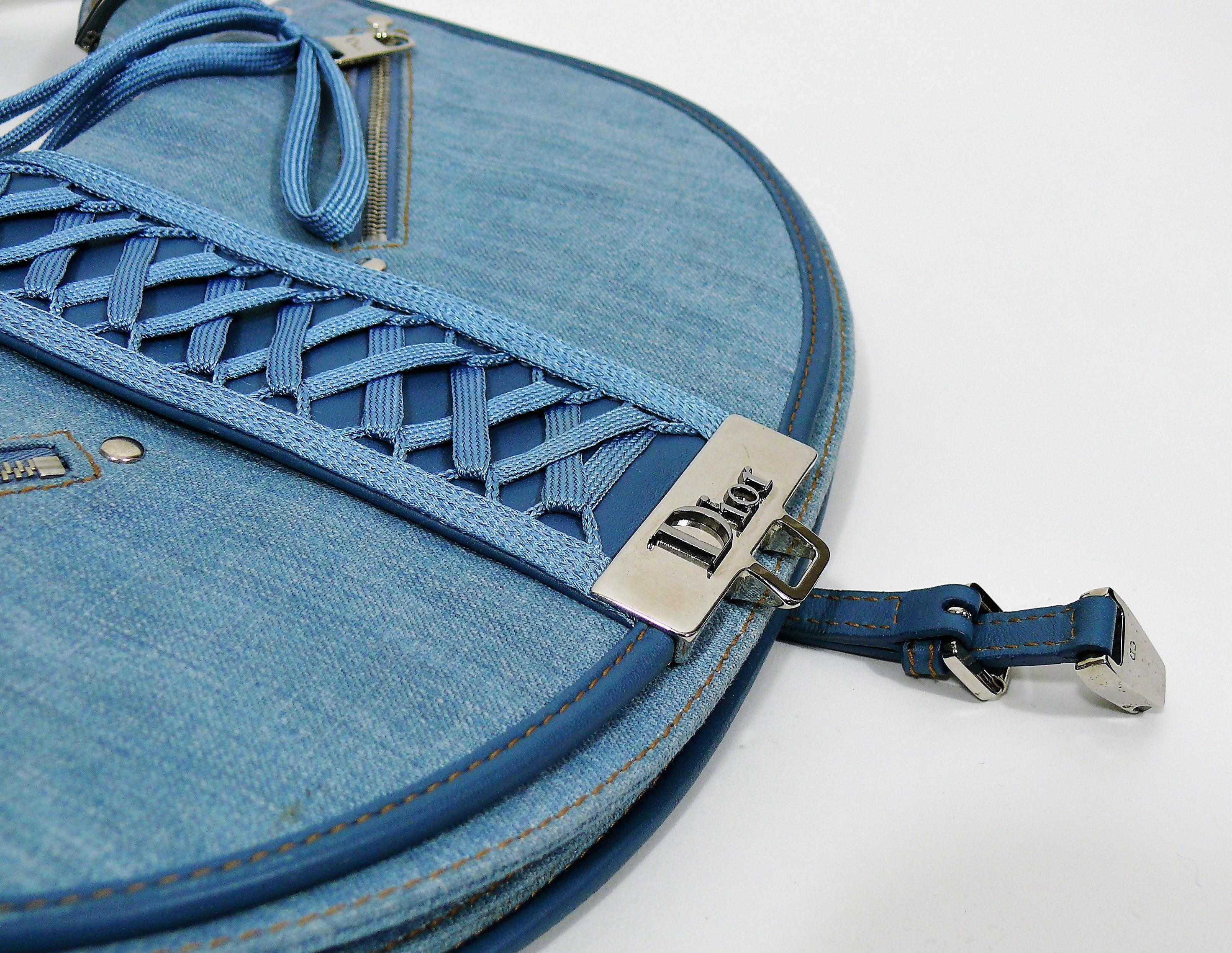 Christian Dior Admit It Light Denim Corset Saddle Shoulder Bag 6