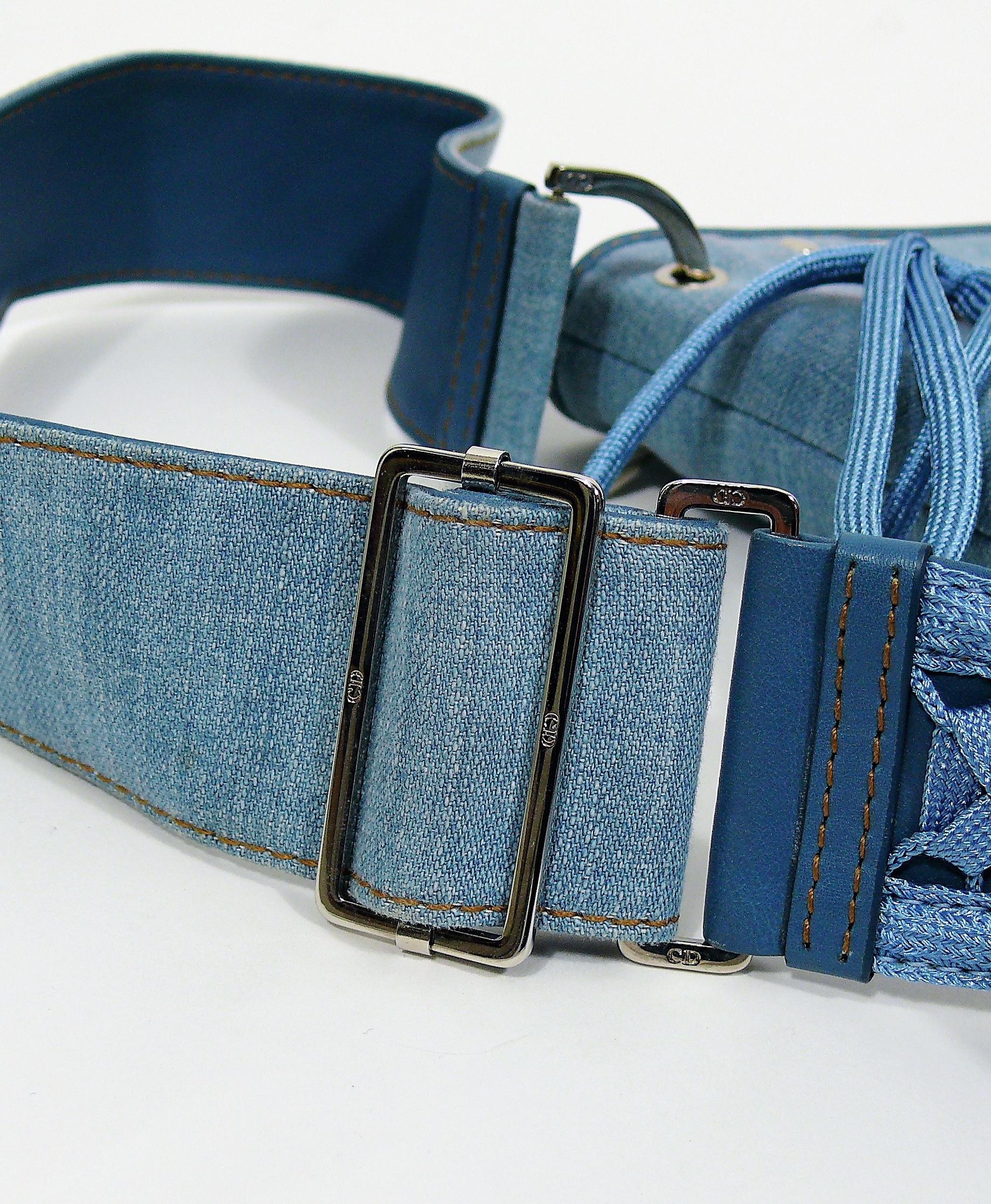 Christian Dior Admit It Light Denim Corset Saddle Shoulder Bag 8
