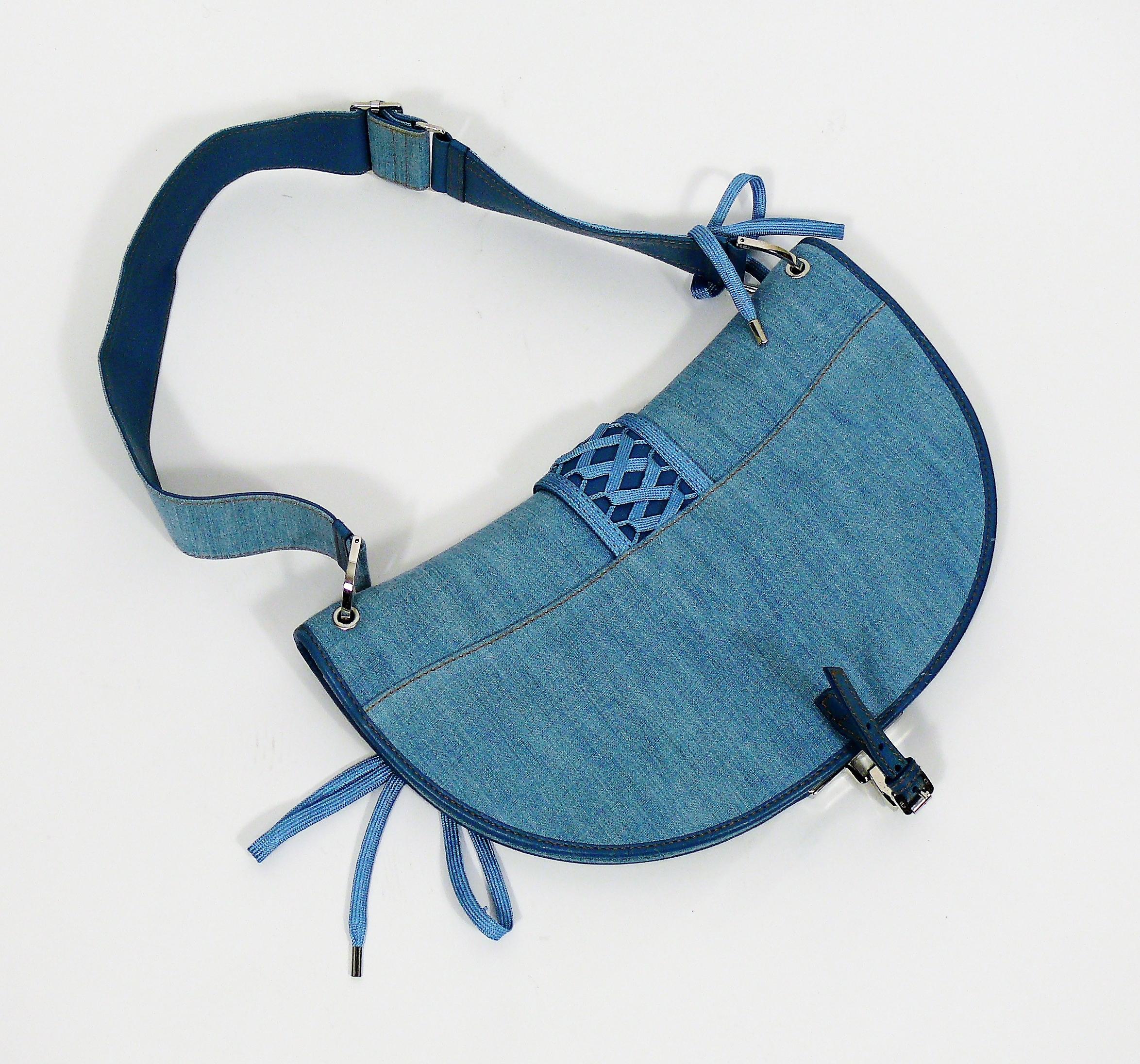 Christian Dior Admit It Light Denim Corset Saddle Shoulder Bag In Excellent Condition In Nice, FR
