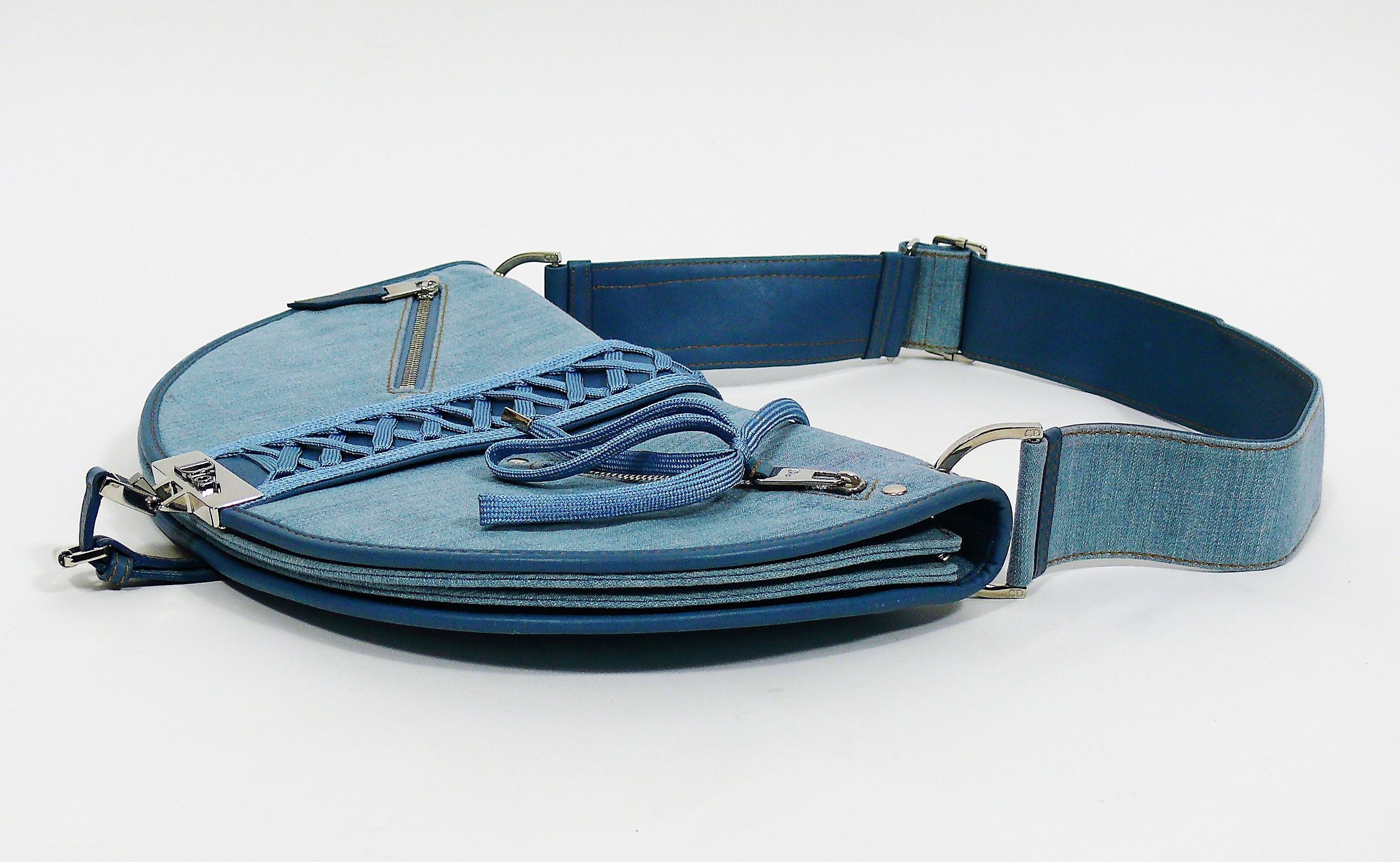 Christian Dior Admit It Light Denim Corset Saddle Shoulder Bag 1