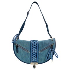 Christian Dior Admit It Light Denim Corset Saddle Shoulder Bag