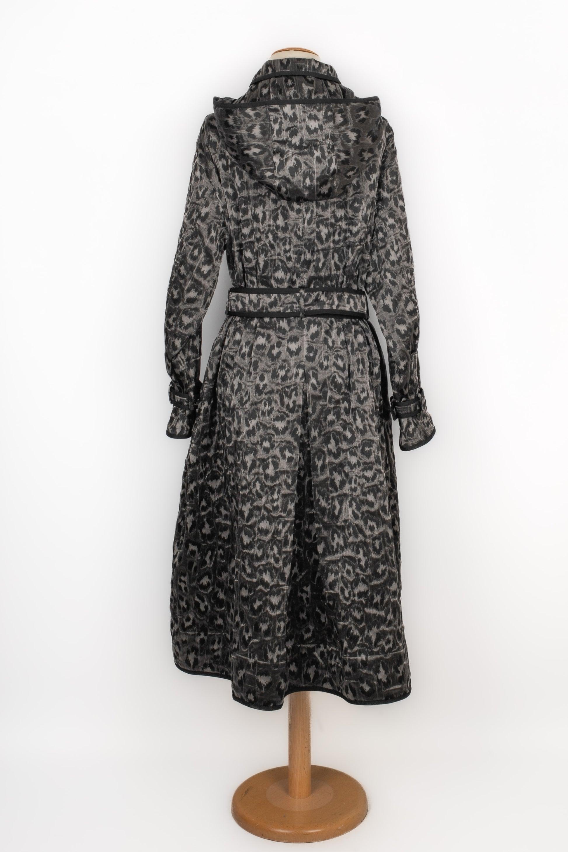Black Christian Dior Animal-print Trenchcoat For Sale