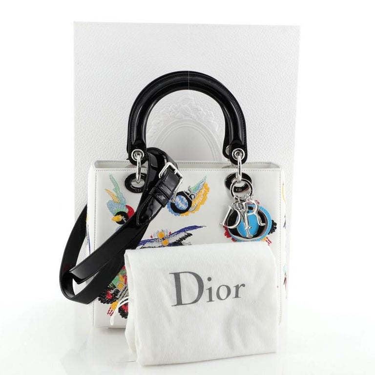 Christian Dior Animals Lady Dior Bag Embroidered Calfskin Medium At 1stdibs