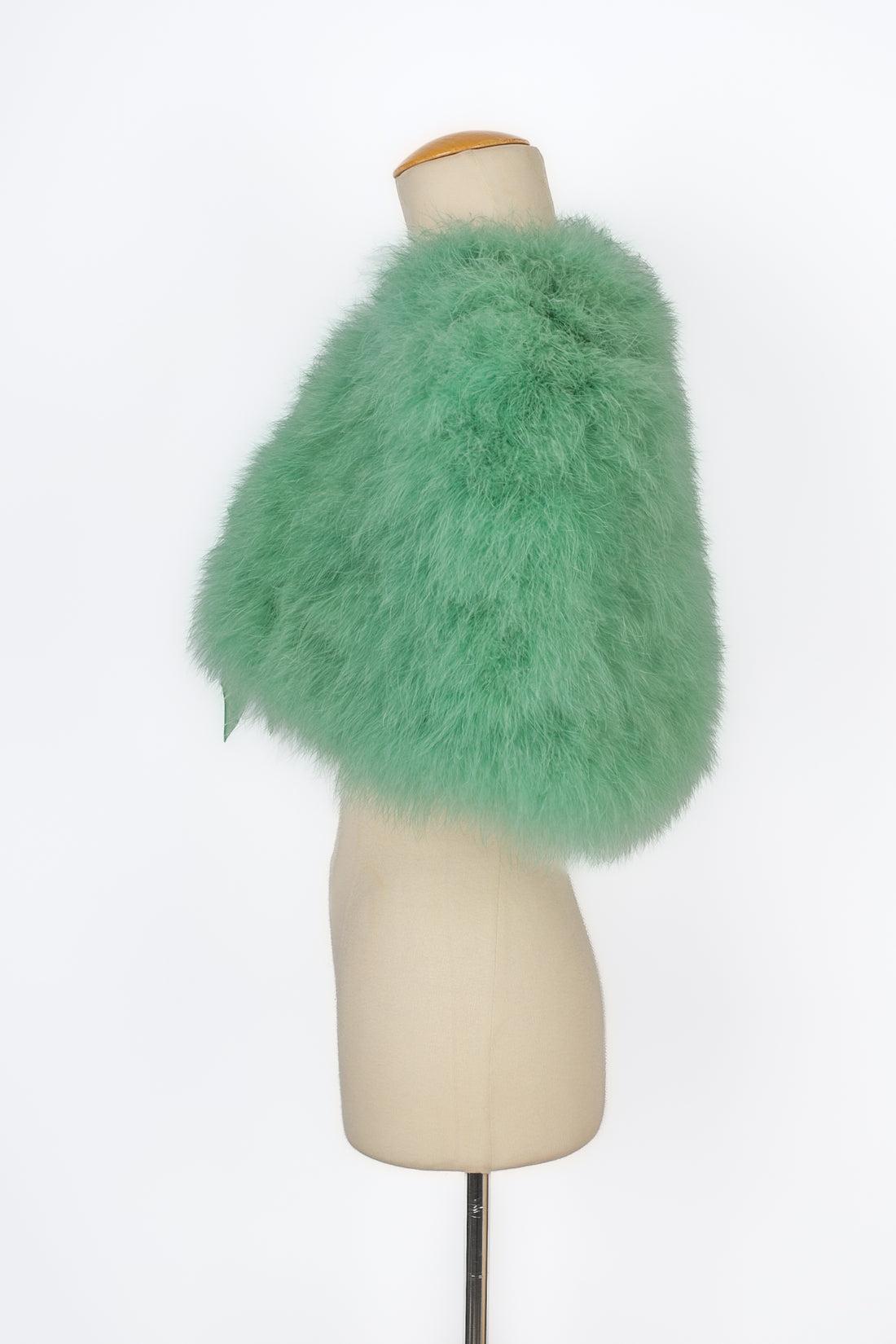 Dior - Aqua green feather bolero. No size indicated, it fits a 36FR/38FR. A 2005 Collection.

Additional information:
Condition: Very good condition
Dimensions: Shoulder width: 44 cm - Height: 34 cm
Period: 21st Century

Seller Reference: FV183
