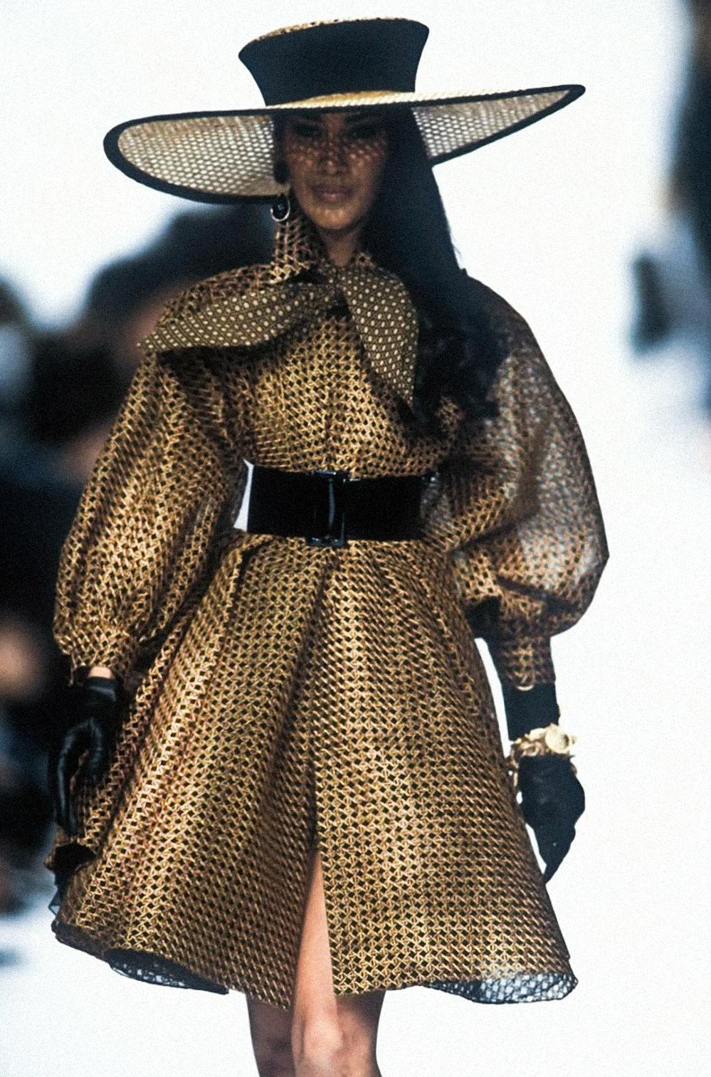 Brown CHRISTIAN DIOR Archival SS 1991 Spectacular Coat Dress Swing Overcoat For Sale