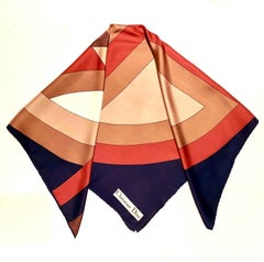1980er Christian Dior Art Deco Logo Multi Color Seidenschal