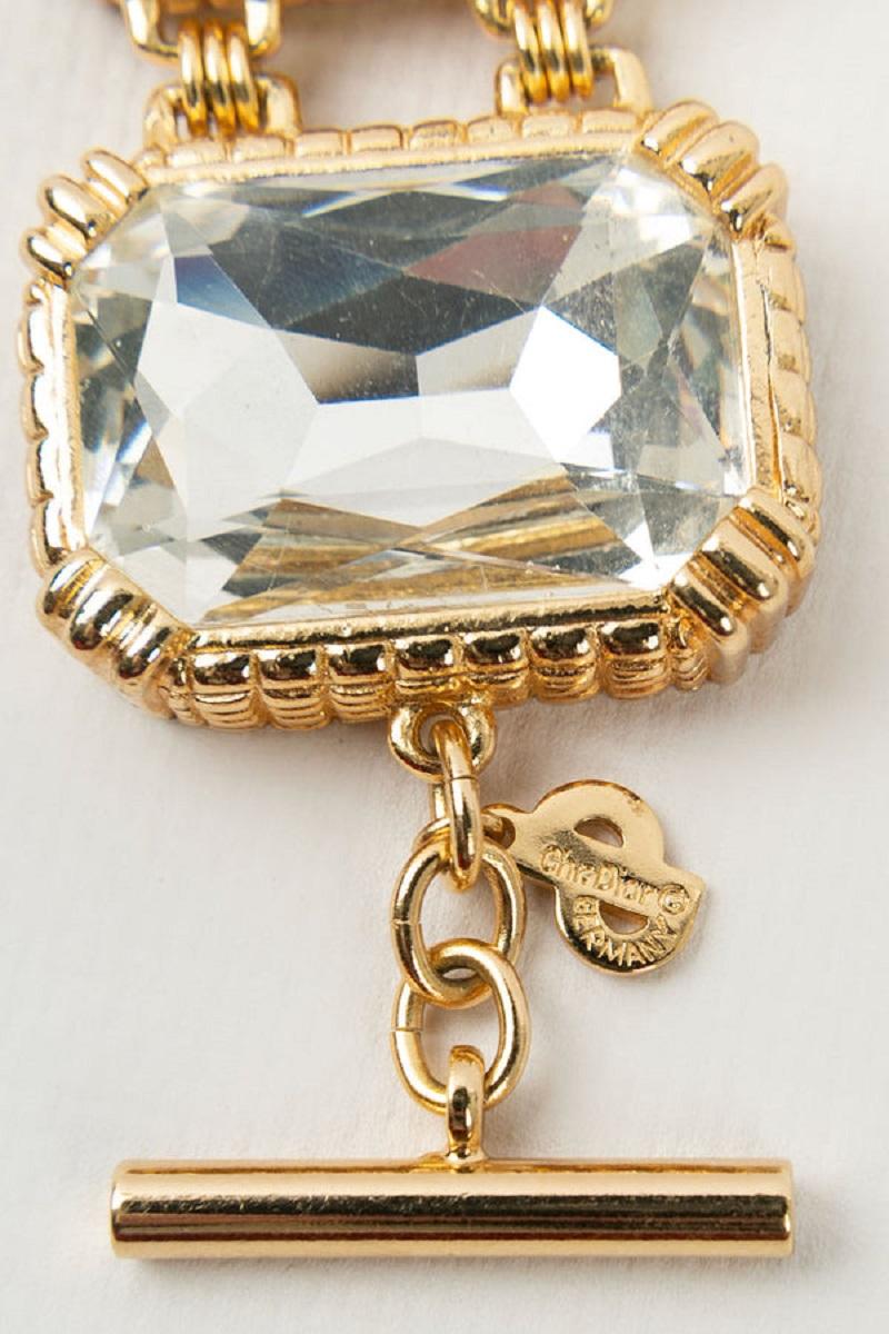 Christian Dior Gegliedertes Armband aus Goldmetall und Strasssteinen im Angebot 1