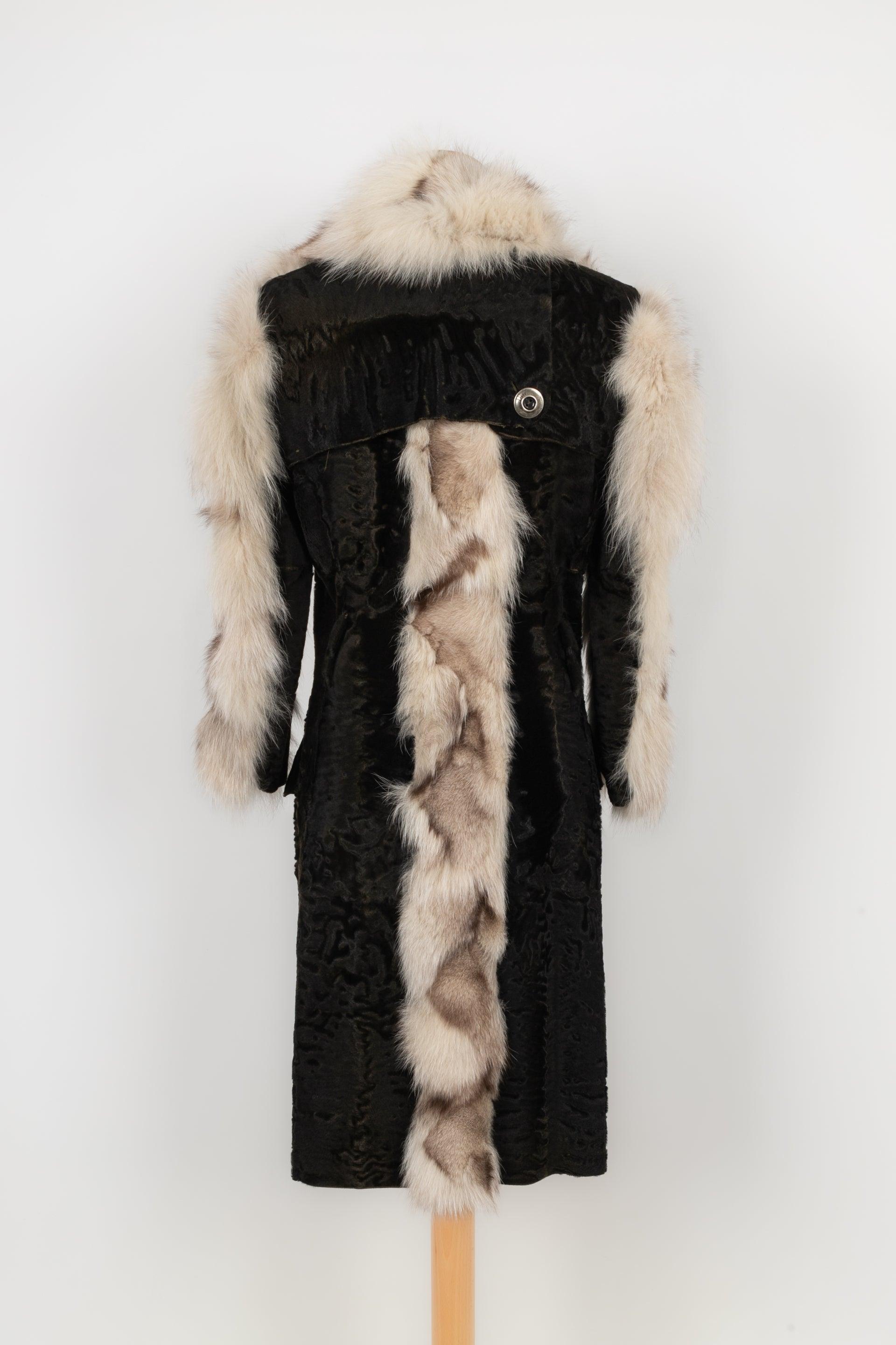 Women's Christian Dior Astrakhan and Fox Patchwork Fur Coat Winter, 2006 For Sale