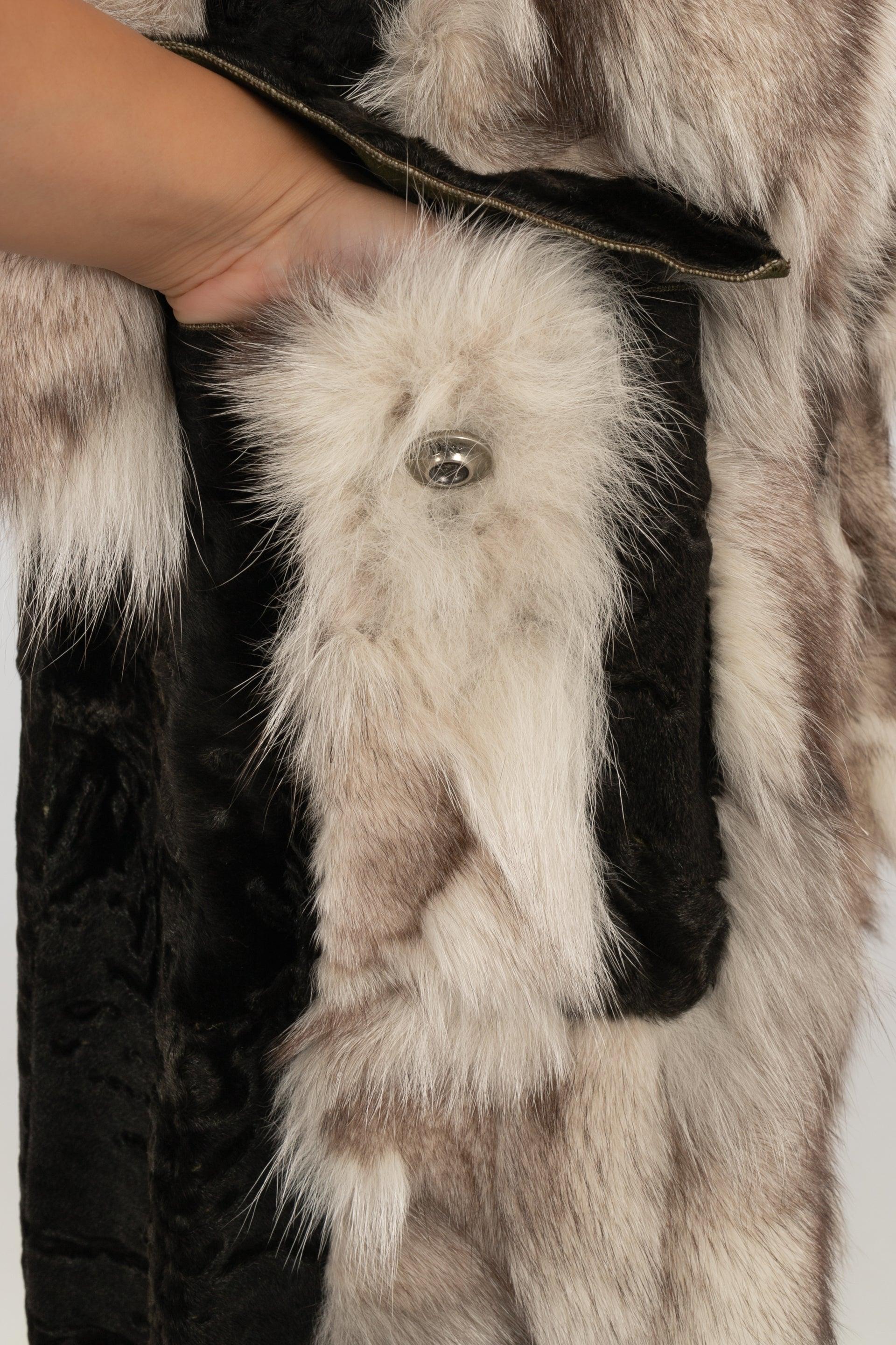 Christian Dior Astrakhan and Fox Patchwork Fur Coat Winter, 2006 For Sale 4