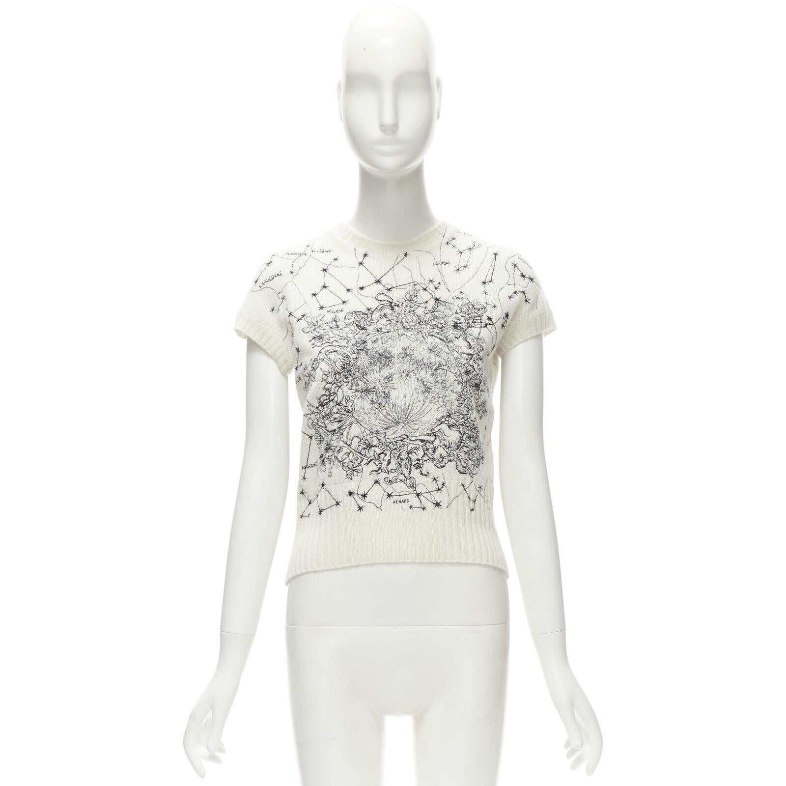 CHRISTIAN DIOR Astro Dior 100% cashmere beige Zodiac embroidery vest FR36 S For Sale 3