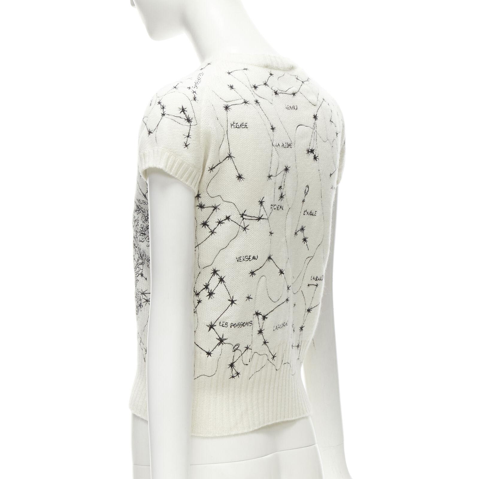 Beige CHRISTIAN DIOR Astro Dior 100% cashmere beige Zodiac embroidery vest FR36 S For Sale