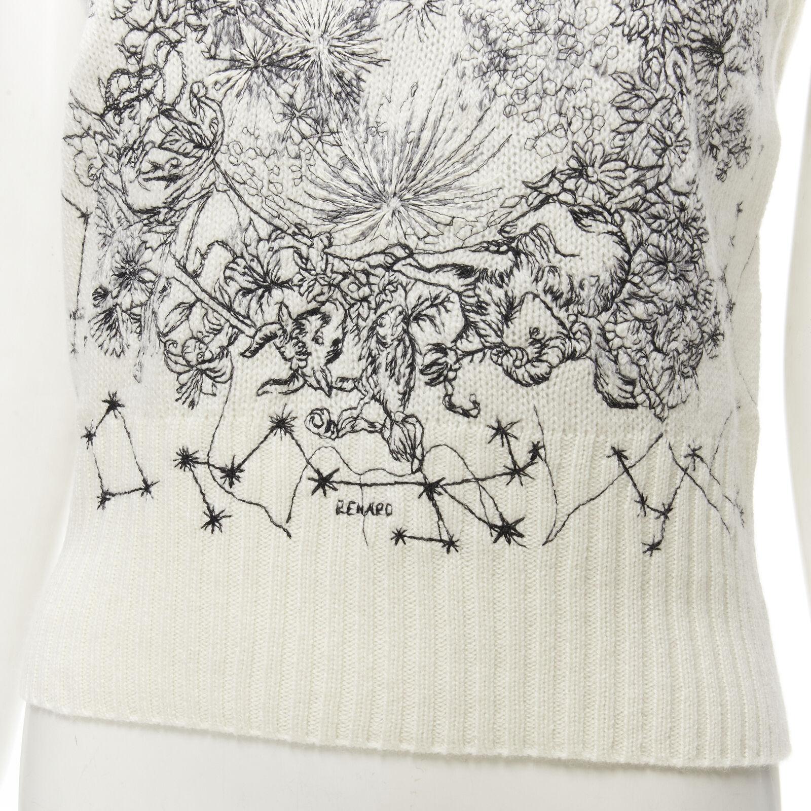 Women's CHRISTIAN DIOR Astro Dior 100% cashmere beige Zodiac embroidery vest FR36 S For Sale