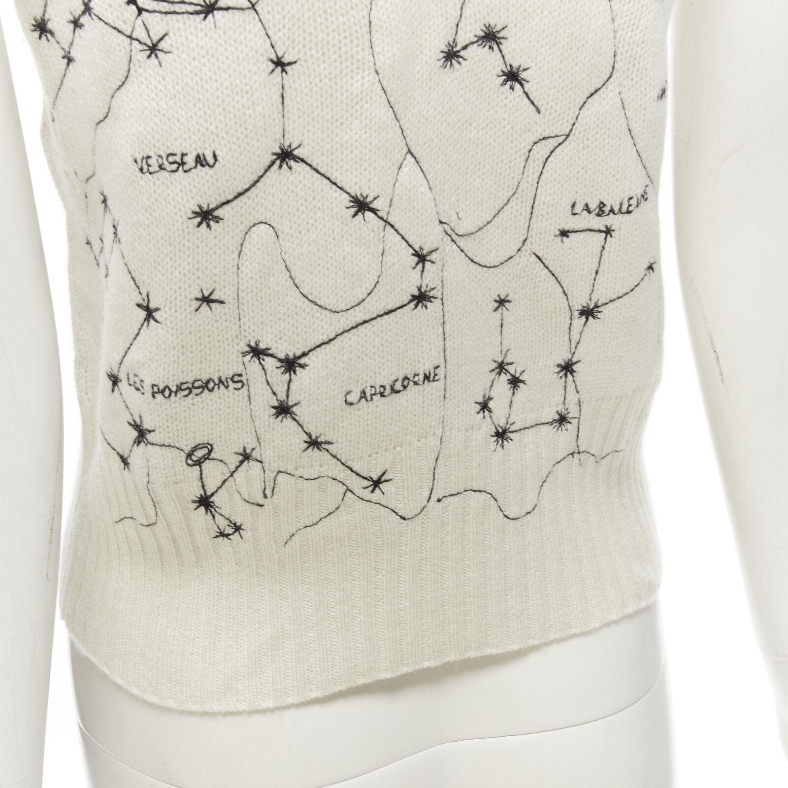 CHRISTIAN DIOR Astro Dior 100% cashmere beige Zodiac embroidery vest FR36 S For Sale 1