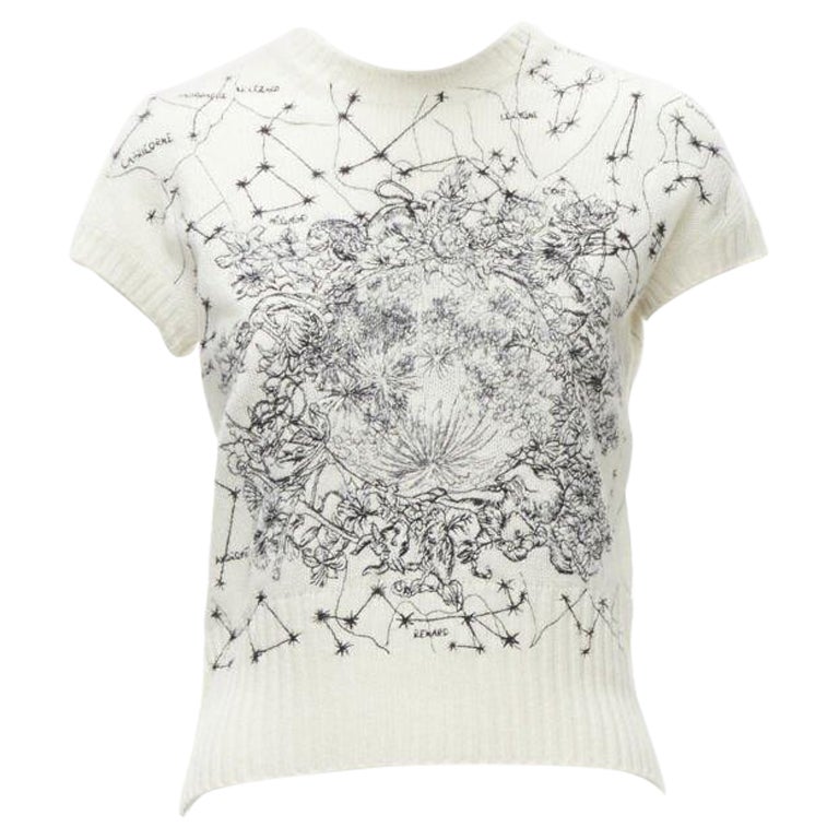 CHRISTIAN DIOR Astro Dior 100% cashmere beige Zodiac embroidery vest FR36 S