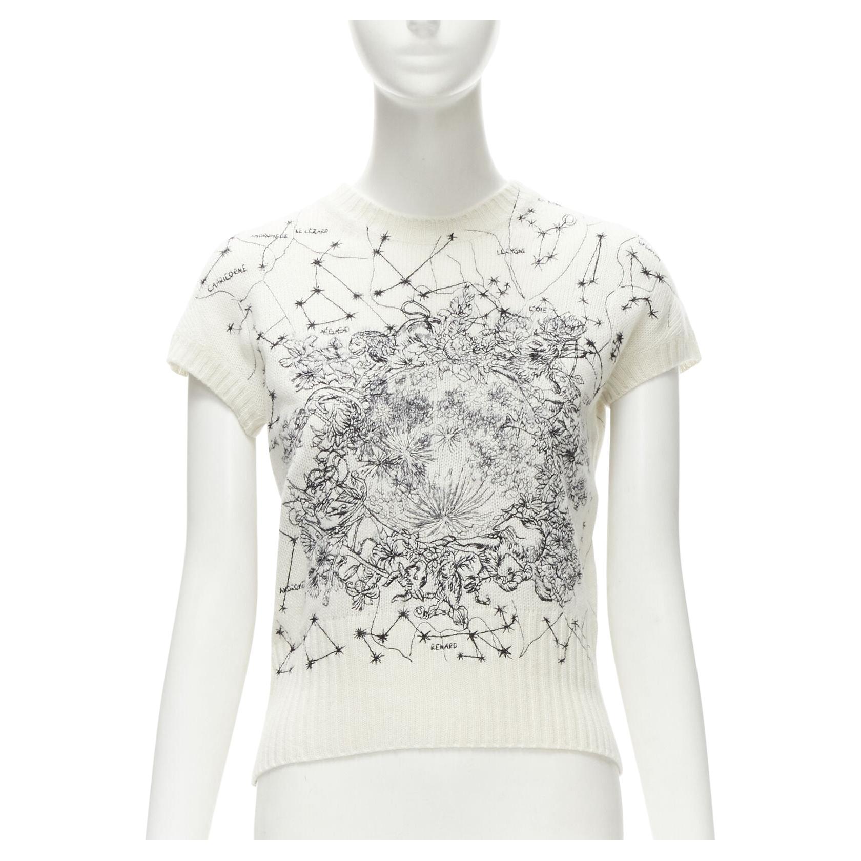 CHRISTIAN DIOR Astro Dior 100% cashmere beige Zodiac embroidery vest FR36 S For Sale