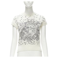 CHRISTIAN DIOR Astro Dior 100% cashmere beige Zodiac embroidery vest FR36 S
