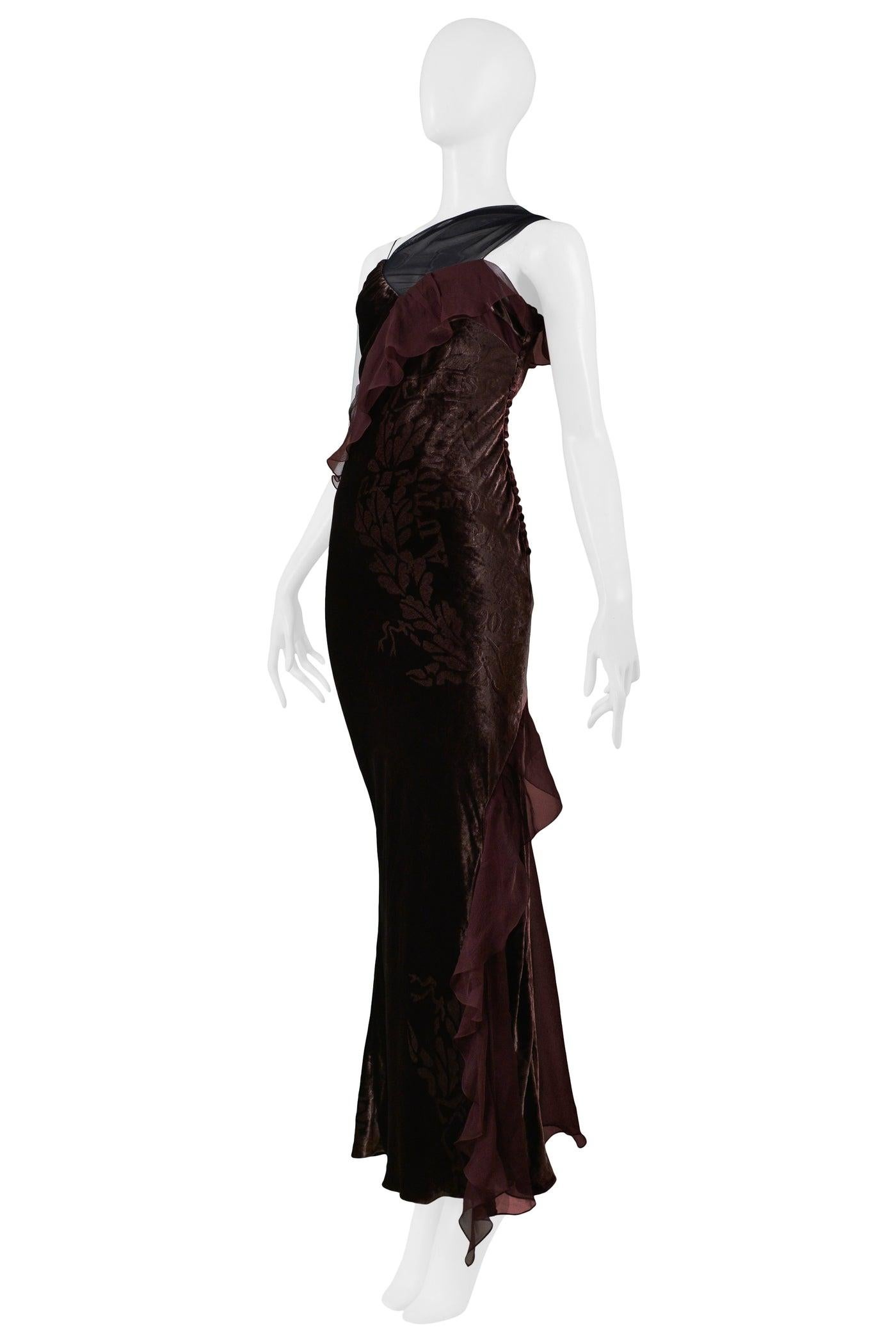 Black Christian Dior Aubergine Purple Velvet Devore Gown