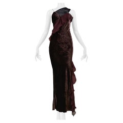 Christian Dior Aubergine Purple Velvet Devore Gown