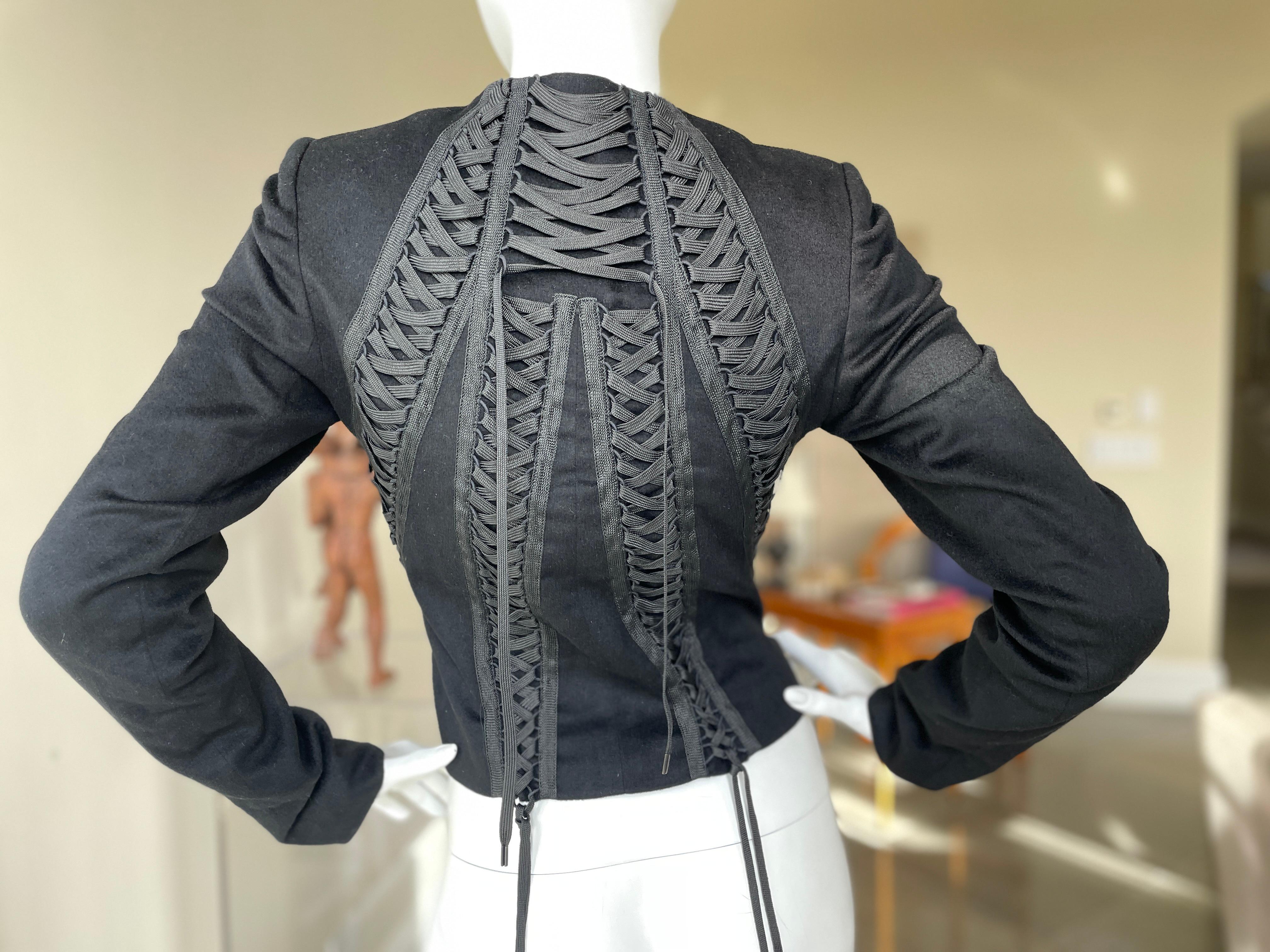 Christian Dior Autumn 2002 Black Cashmere Corset Laced Jacket by John Galliano In Excellent Condition For Sale In Cloverdale, CA