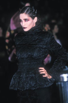 Christian Dior Autumn/Winter 1998 Runway Black Cannage Quilted Peplum Jacket