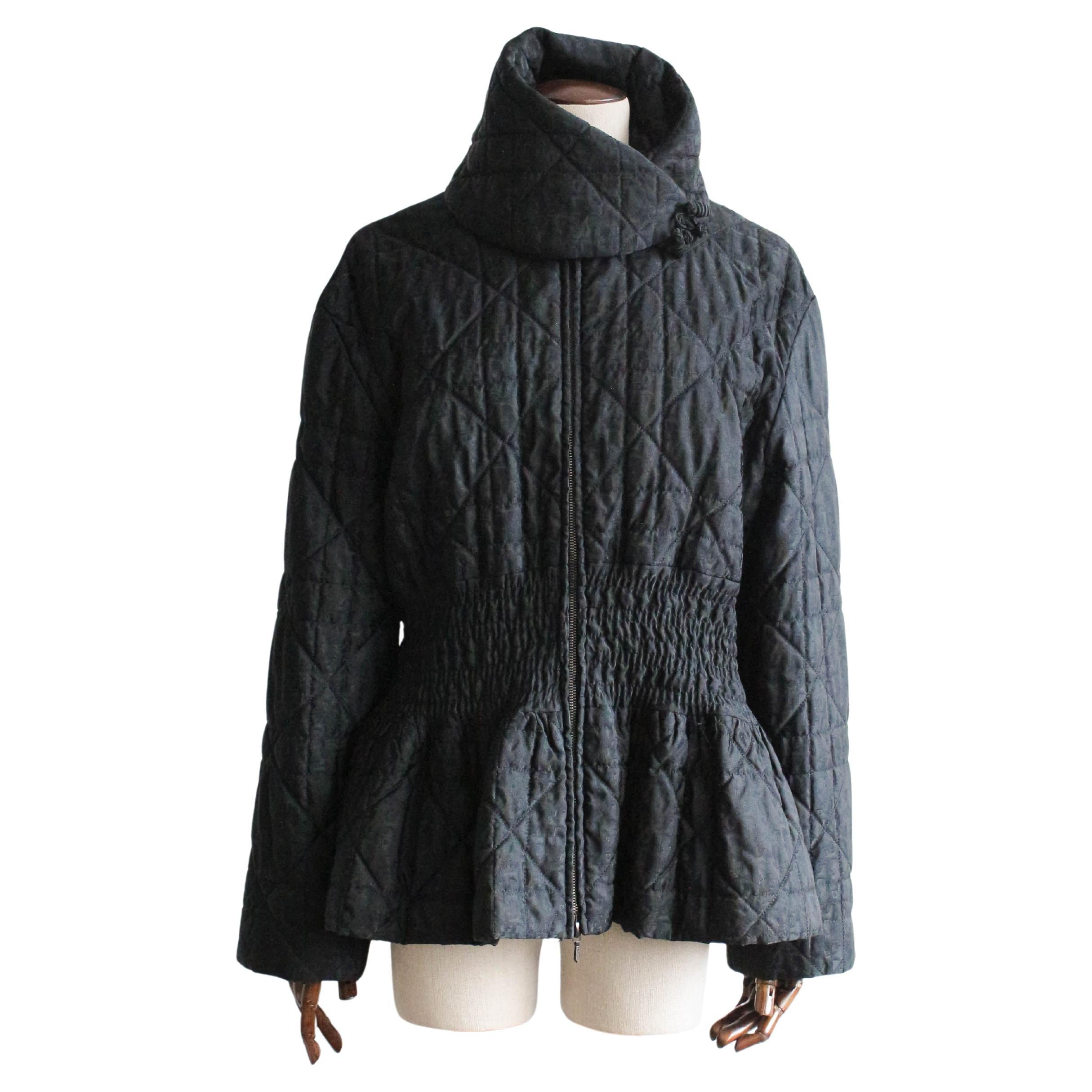 Christian Dior Autumn/Winter 1998 Runway Black Cannage Quilted Peplum Jacket en vente