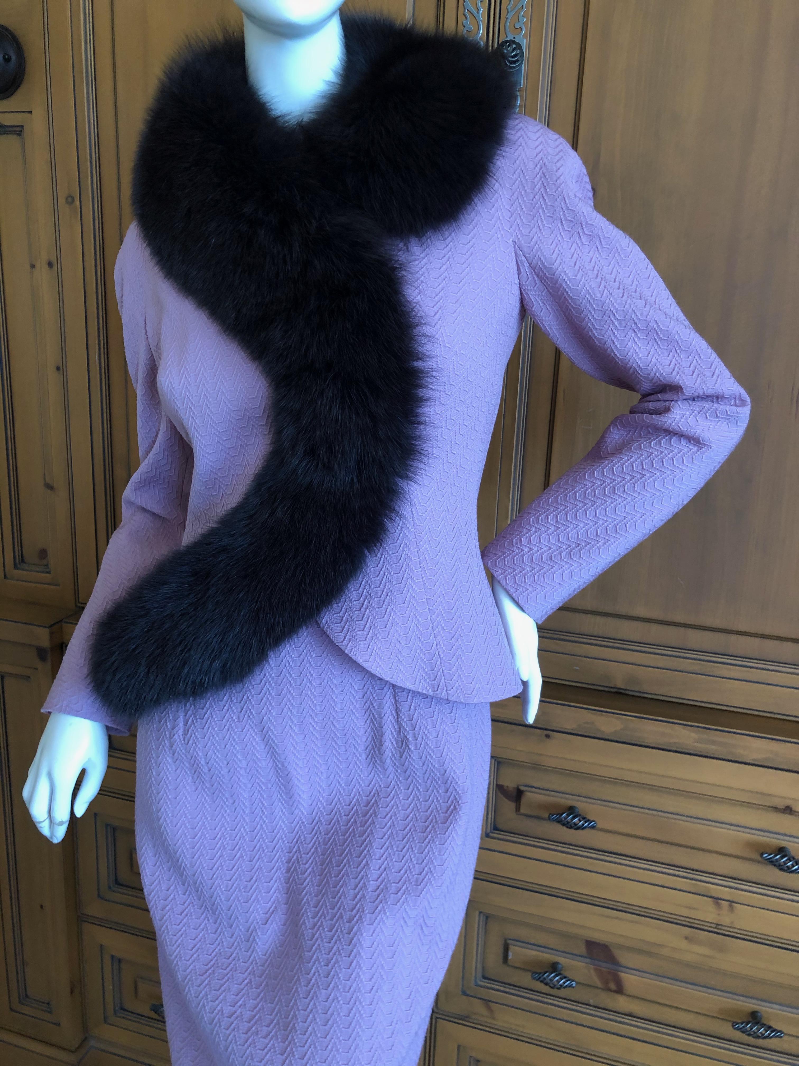 Christian Dior AW '97 by Galliano Vintage Lavender Dress w Fox Fur Trim Jacket.
Sleeveless shift dress with jacket.
This is so pretty, the color of lilac's.
Lined in silk .
 Size 36, but runs large.
Dress;
Bust 36
