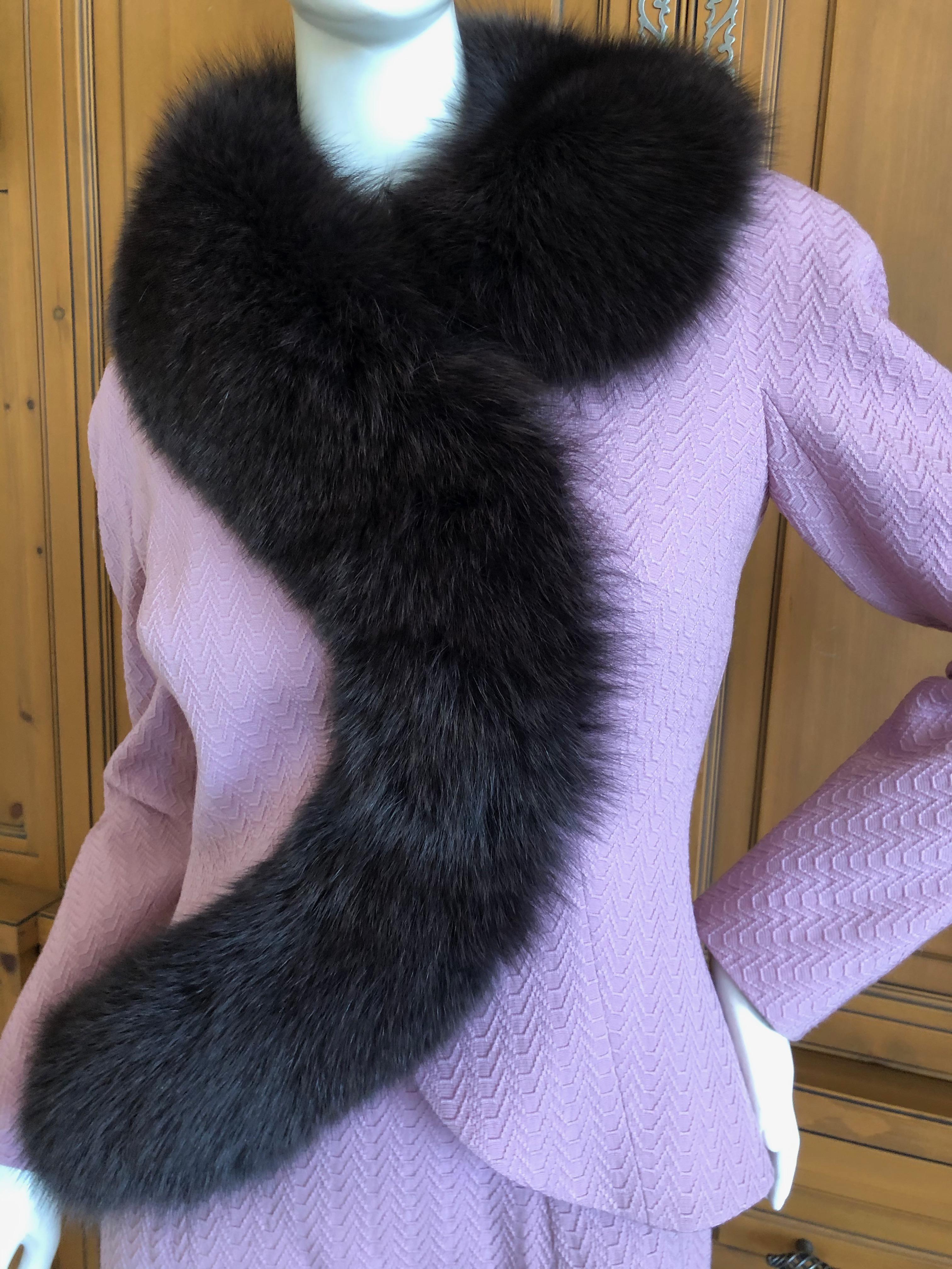Purple  Christian Dior AW '97 by Galliano Vintage Lavender Dress w Fox Fur Trim Jacket For Sale