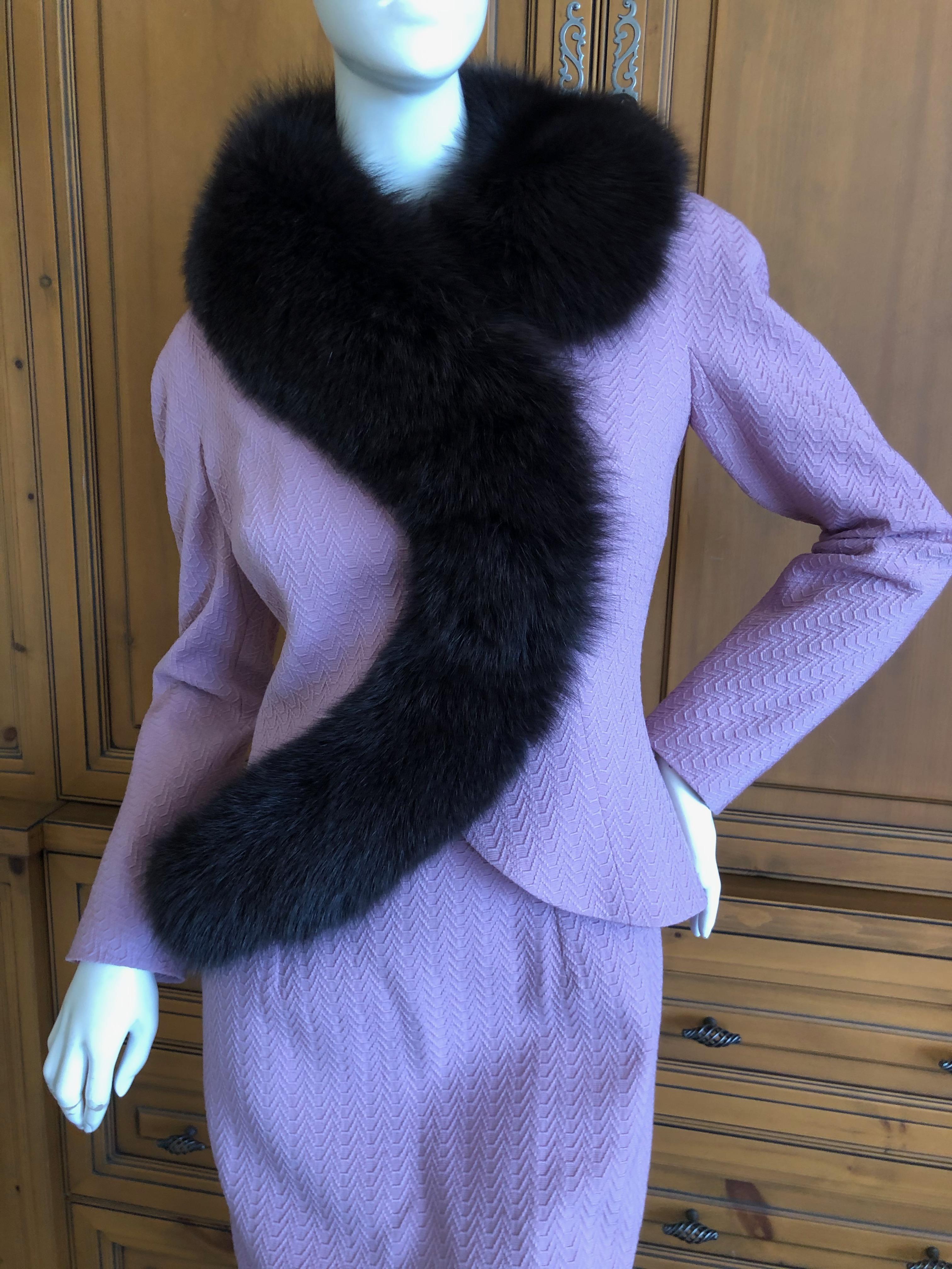 Women's  Christian Dior AW '97 by Galliano Vintage Lavender Dress w Fox Fur Trim Jacket For Sale