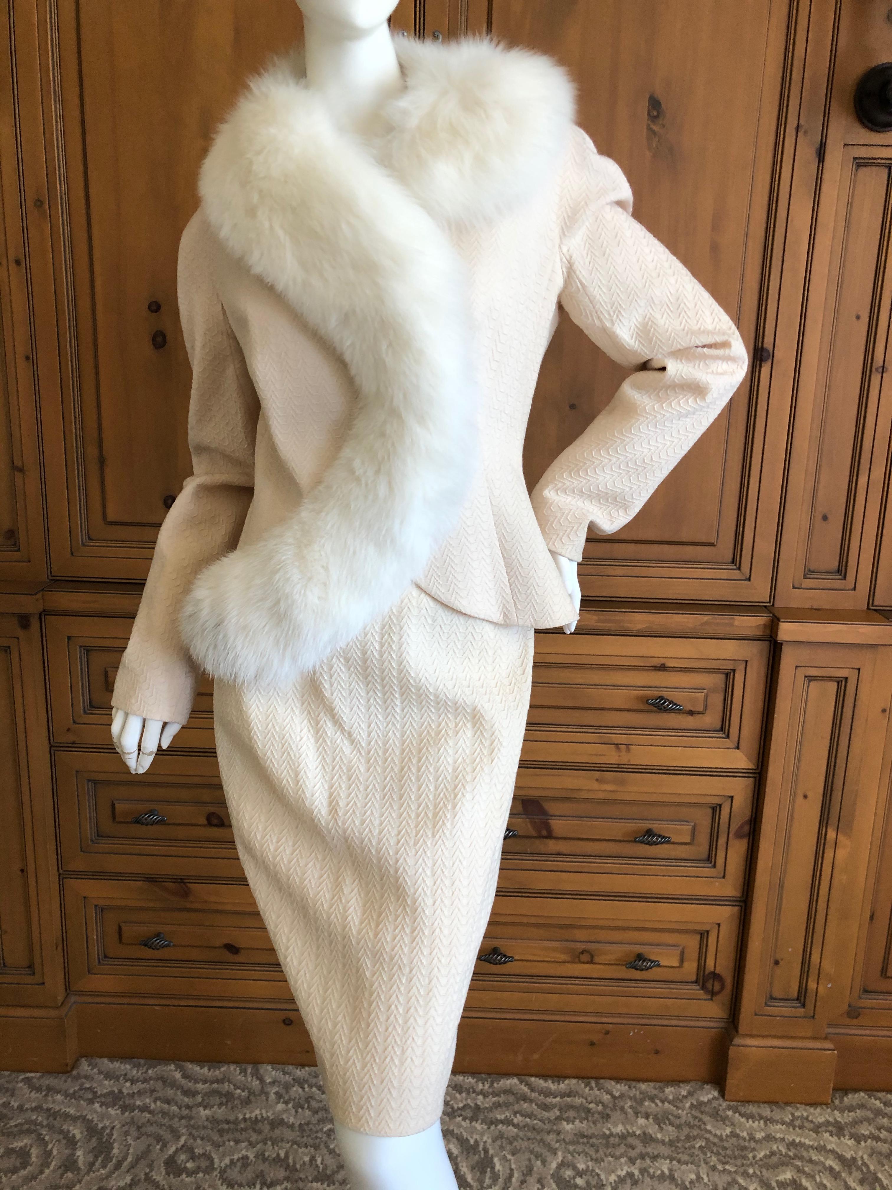  Christian Dior AW '97 by John Galliano Vintage Fox Fur Trim Jacket & Skirt Suit For Sale 3