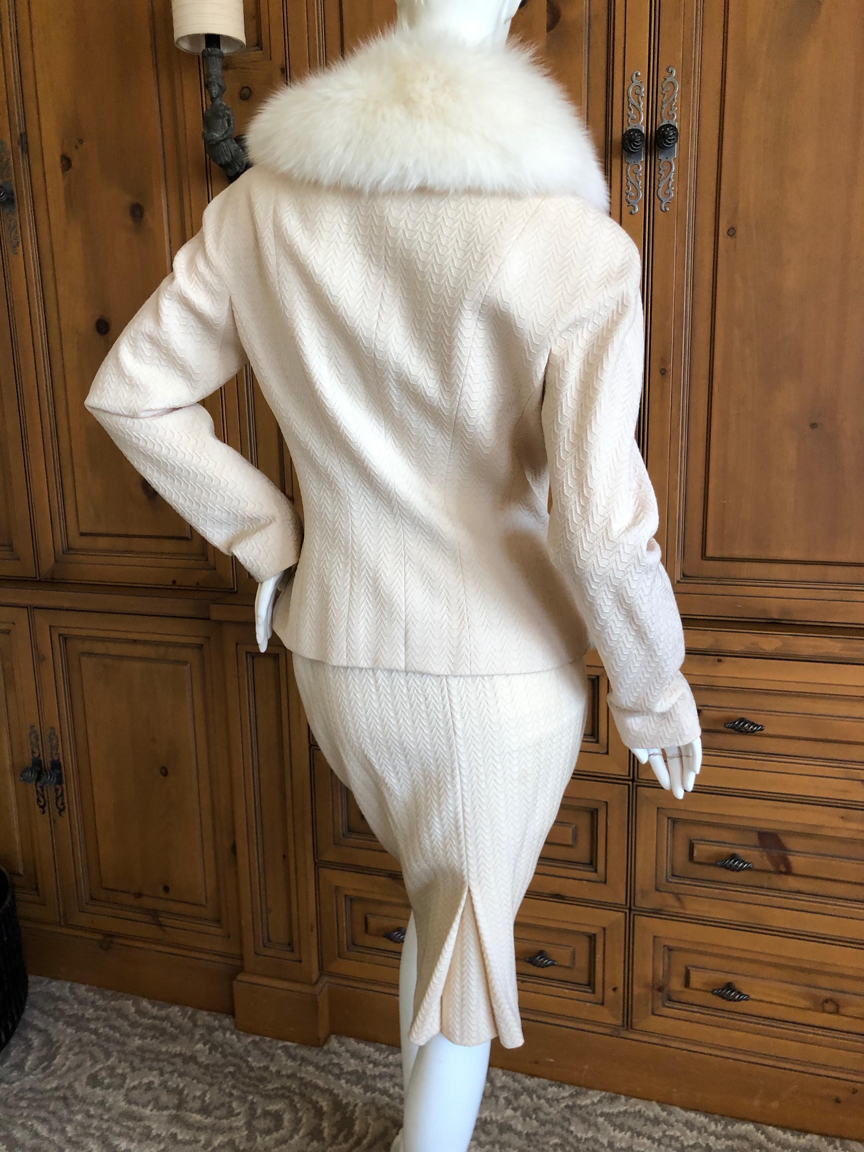  Christian Dior AW '97 by John Galliano Vintage Fox Fur Trim Jacket & Skirt Suit In Excellent Condition For Sale In Cloverdale, CA