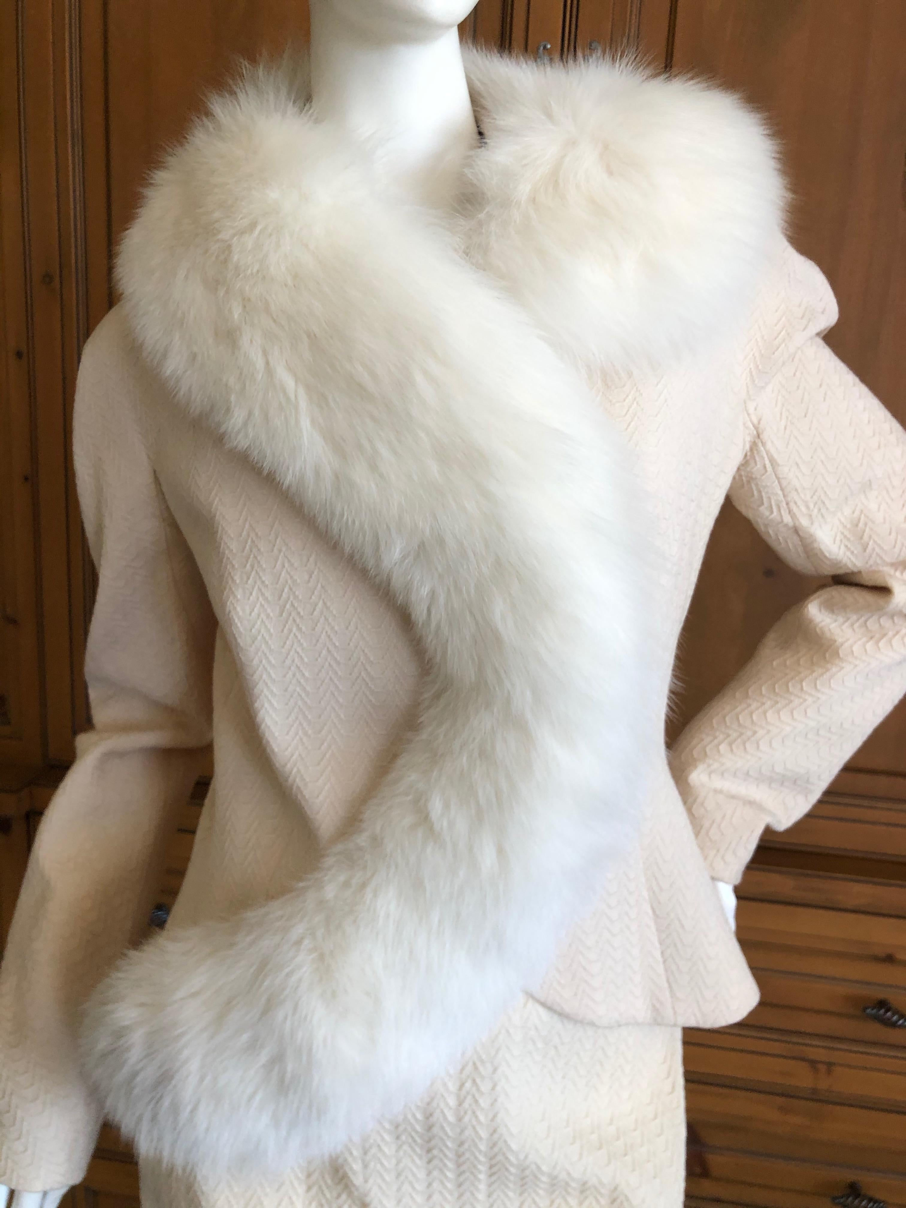  Christian Dior AW '97 by John Galliano Vintage Fox Fur Trim Jacket & Skirt Suit For Sale 1