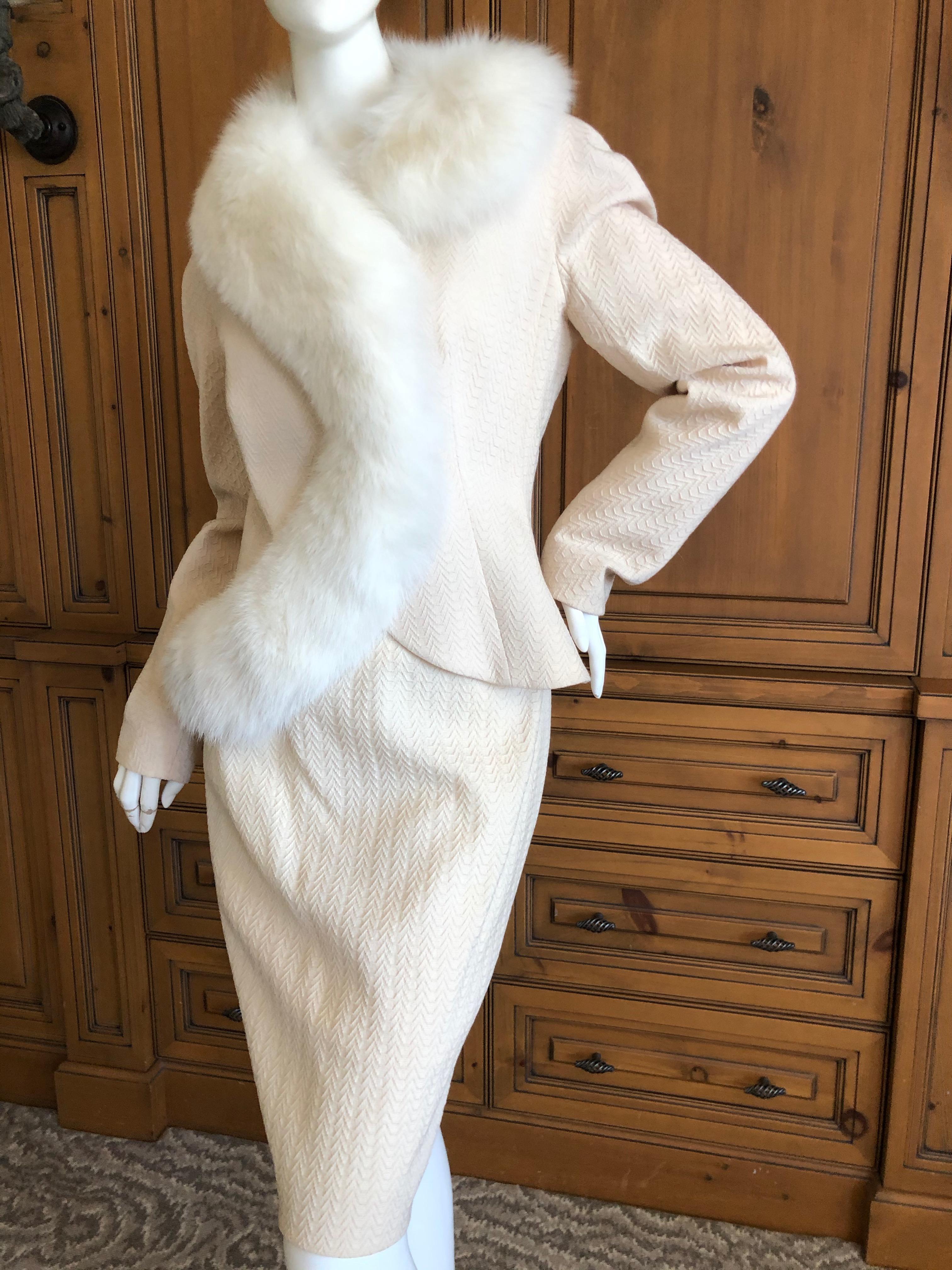  Christian Dior AW '97 by John Galliano Vintage Fox Fur Trim Jacket & Skirt Suit For Sale 2