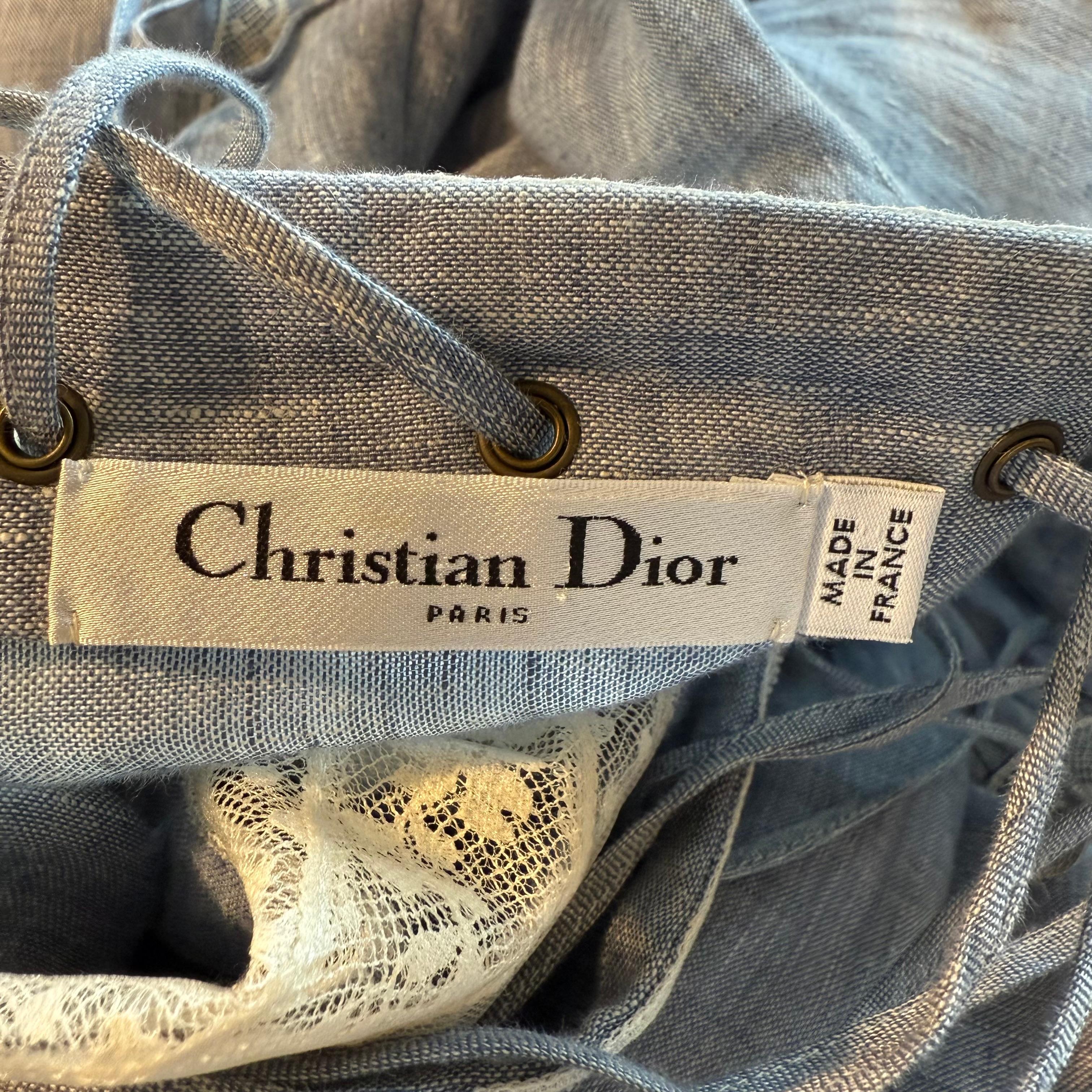 Christian Dior Azure Langes Spitzenkleid FR 38 / IT 42 im Angebot 5