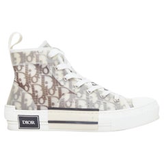 CHRISTIAN DIOR B23 scarpe da ginnastica alte in tela tecnica obliqua nera EU37