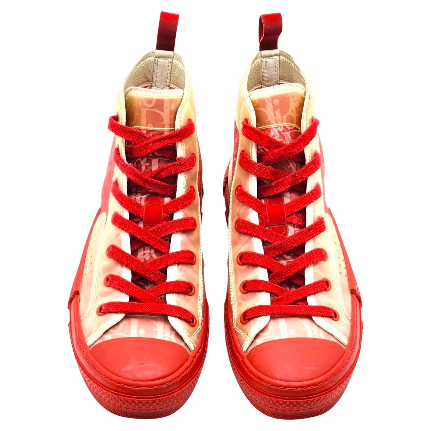 Christian Dior B23 Scarpe da ginnastica alte oblique Bordeaux/Rouge EU 39 US 8.5 - usate in vendita