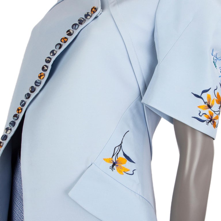 CHRISTIAN DIOR baby blue cotton EMBROIDERED Coat Jacket 34 XS For Sale at 1stDibs dior coat