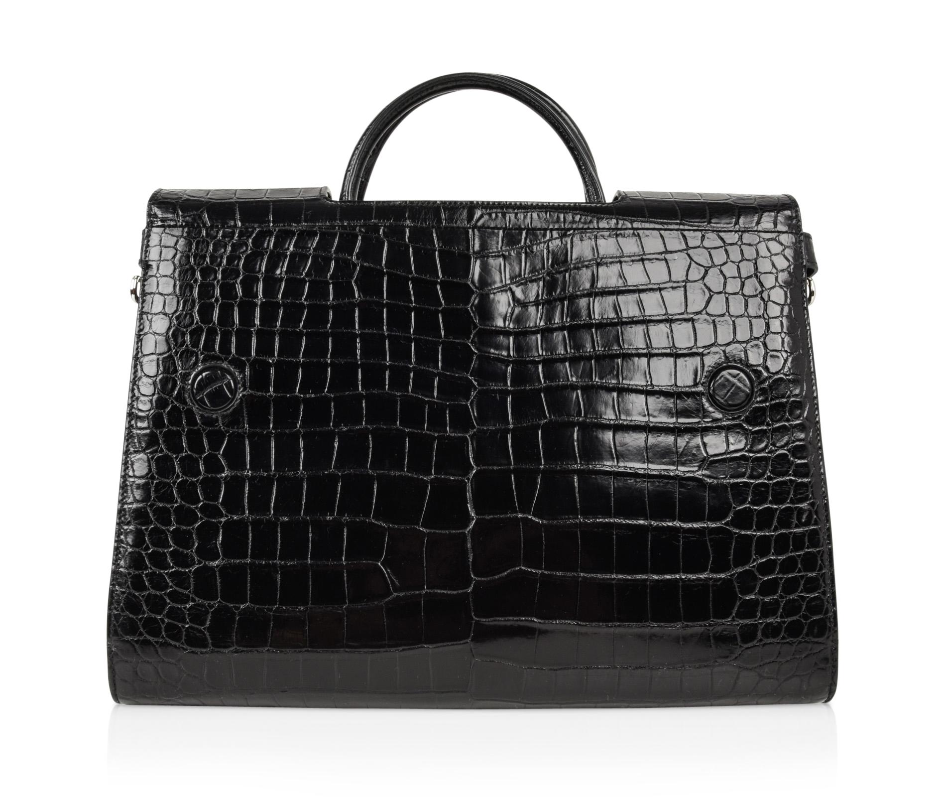 Women's Christian Dior Bag Diorever Matte Black Crocodile Tote Shoulder Strap Mint