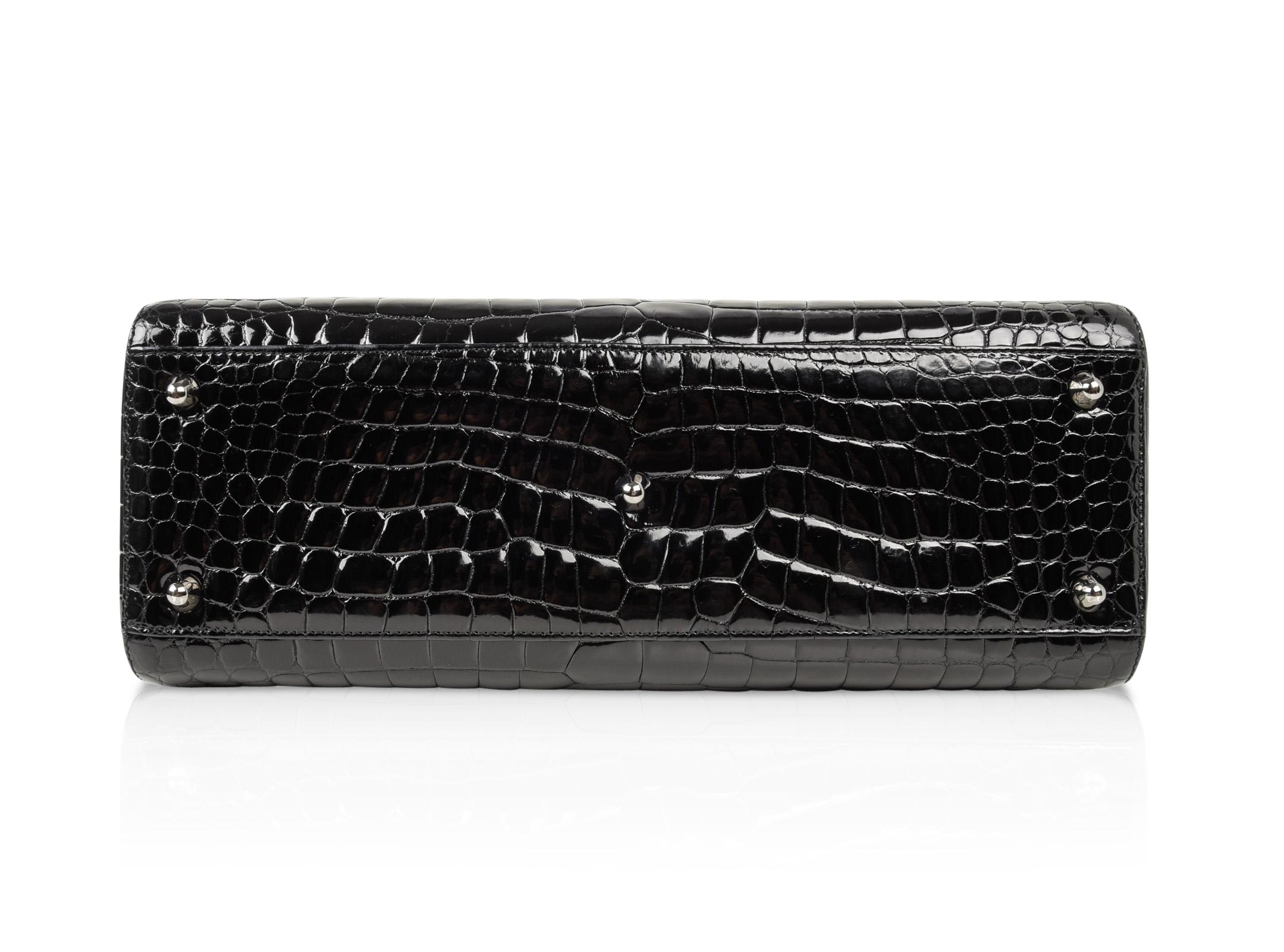 Christian Dior Bag Lady Dior Black Crocodile Large Ruthenium Hardware 4