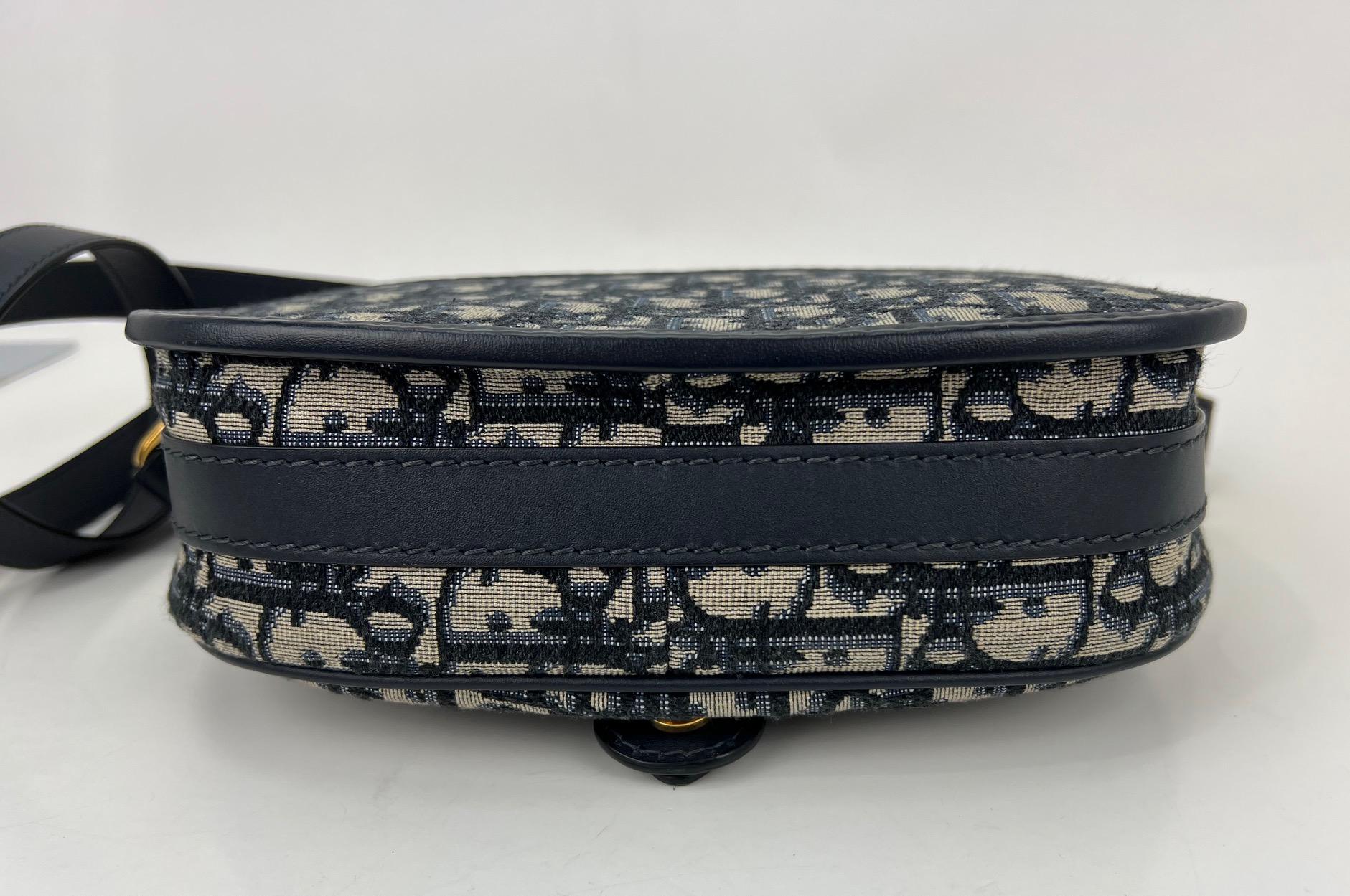 Christian Dior Bag Oblique Jacquard Blue Medium Bobby Flap Crossbody Bag  In Excellent Condition In Freehold, NJ