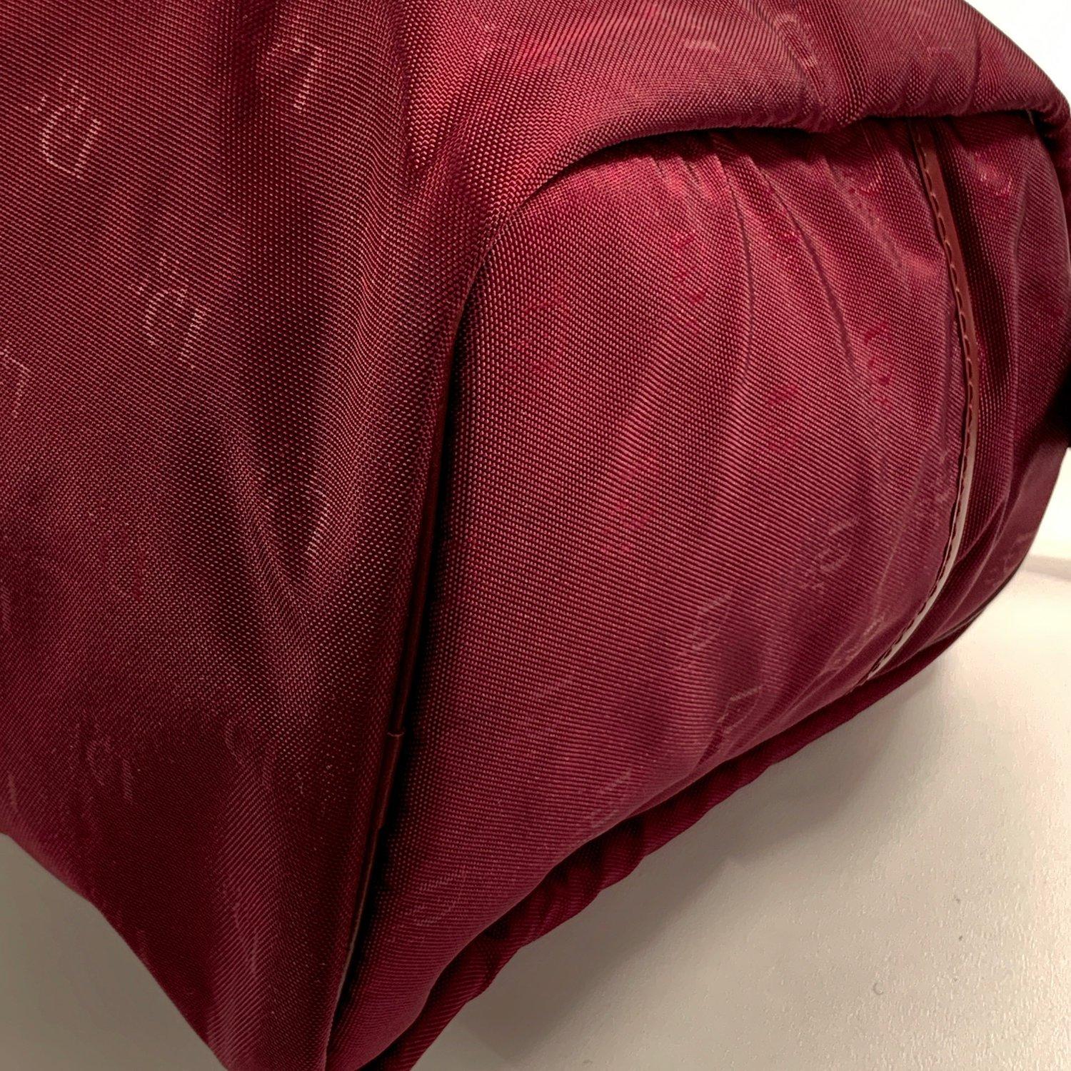 Black Christian Dior Bagages Vintage Burgundy Logo Canvas Boston Bag