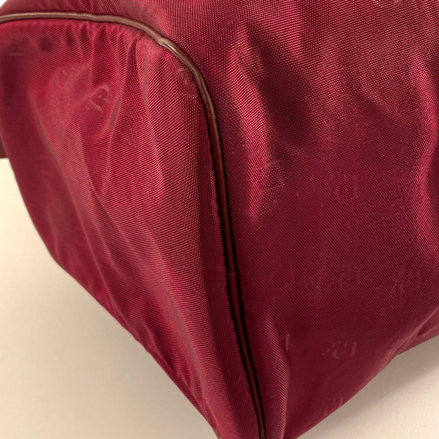 Christian Dior Bagages Vintage Burgundy Logo Canvas Boston Bag In Good Condition In Rome, Rome