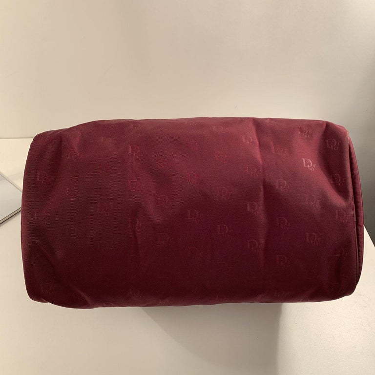 CHRISTIAN DIOR burgundy canvas logo Boston bag – Vintage Carwen