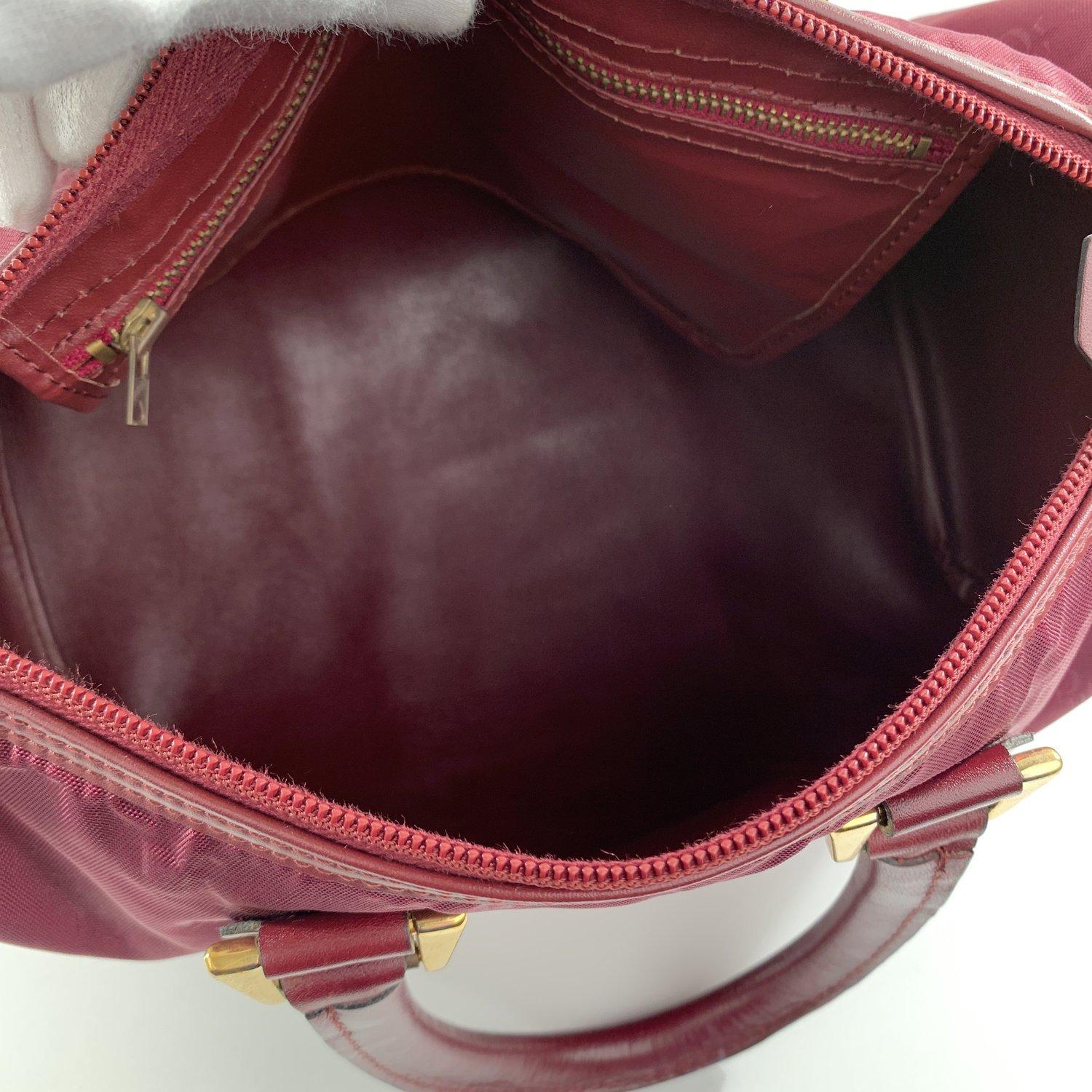 Christian Dior Bagages Vintage Burgundy Logo Canvas Boston Bag 1